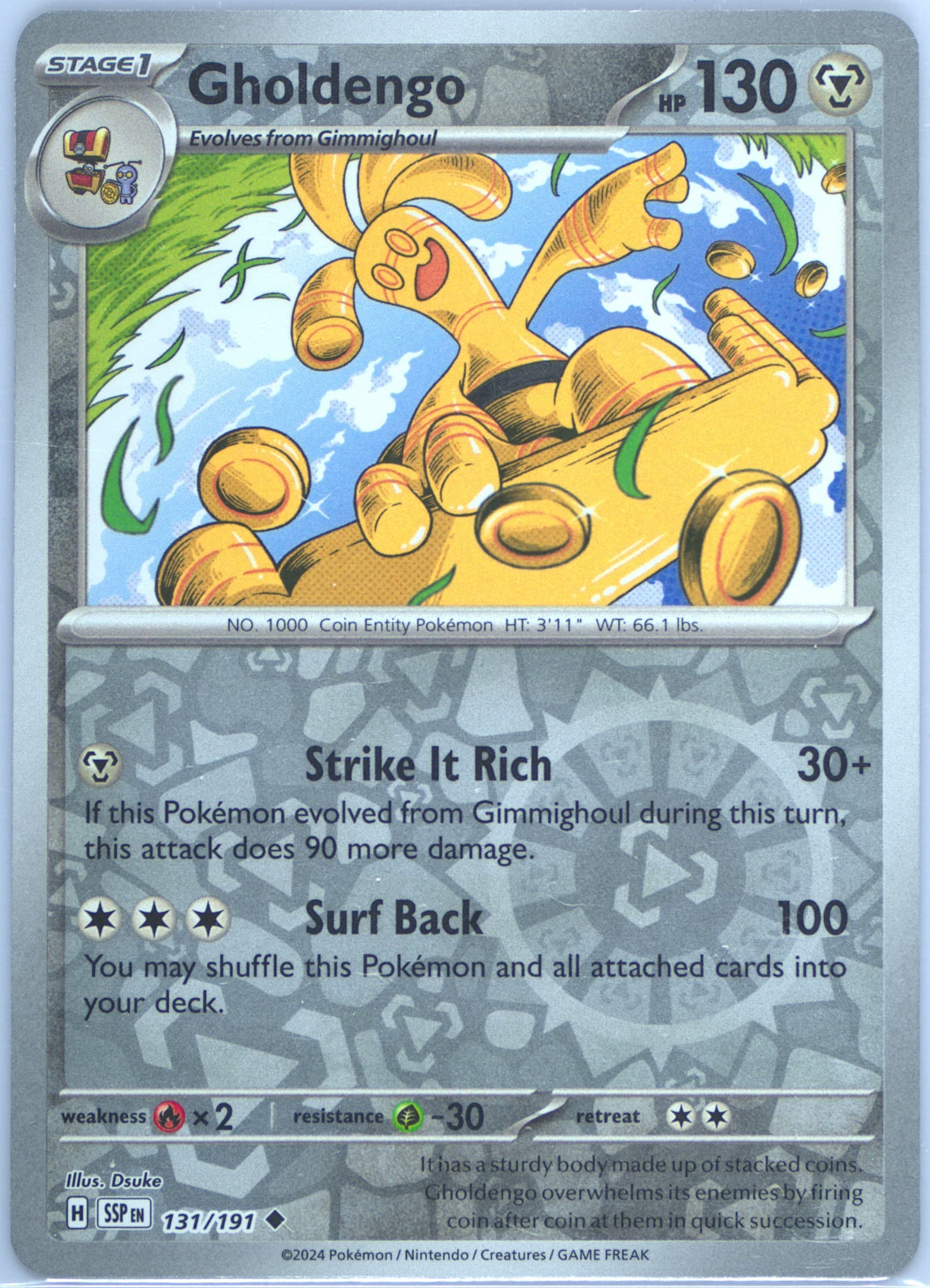 Gholdengo Reverse Holo (131) 2024 Pokemon Ssp EN-Surging Sparks
