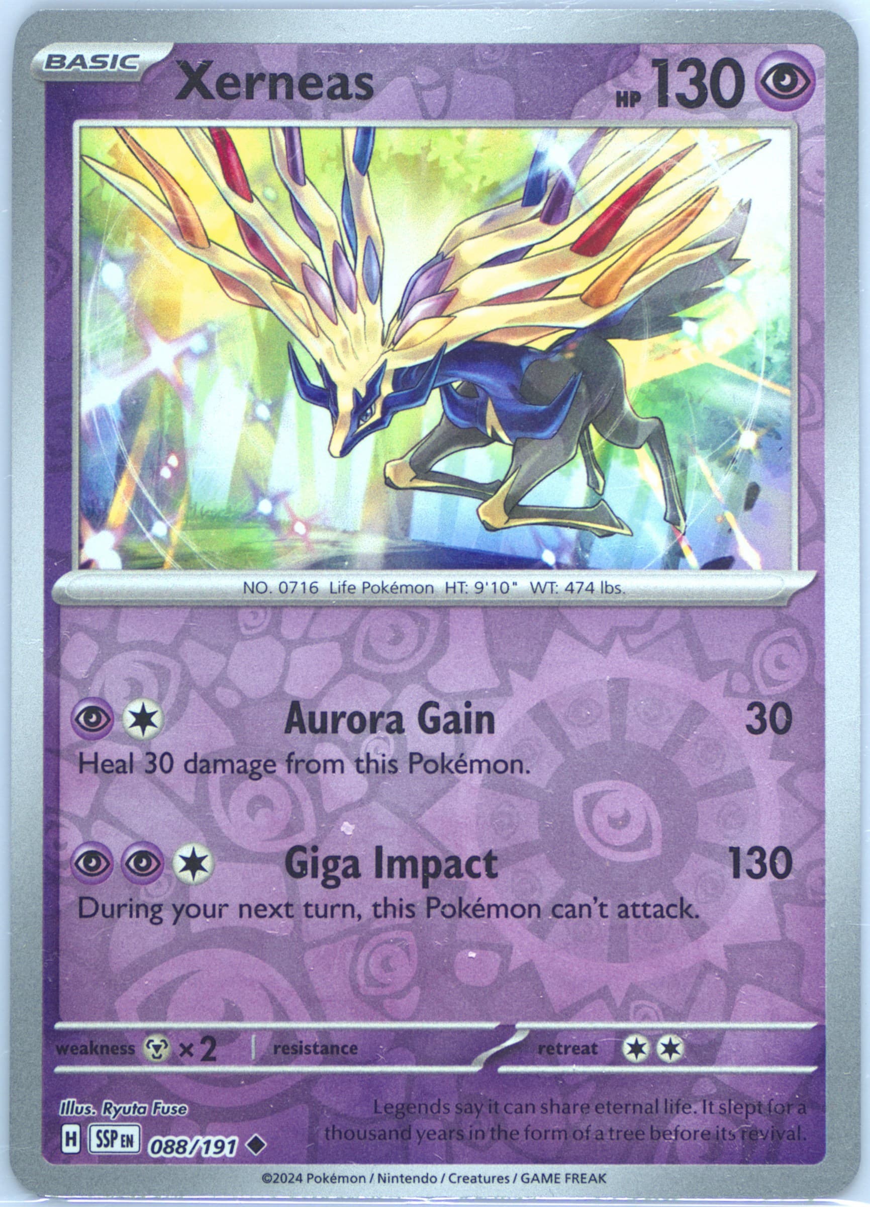 Xerneas Reverse Holo (088) 2024 Pokemon Ssp EN-Surging Sparks
