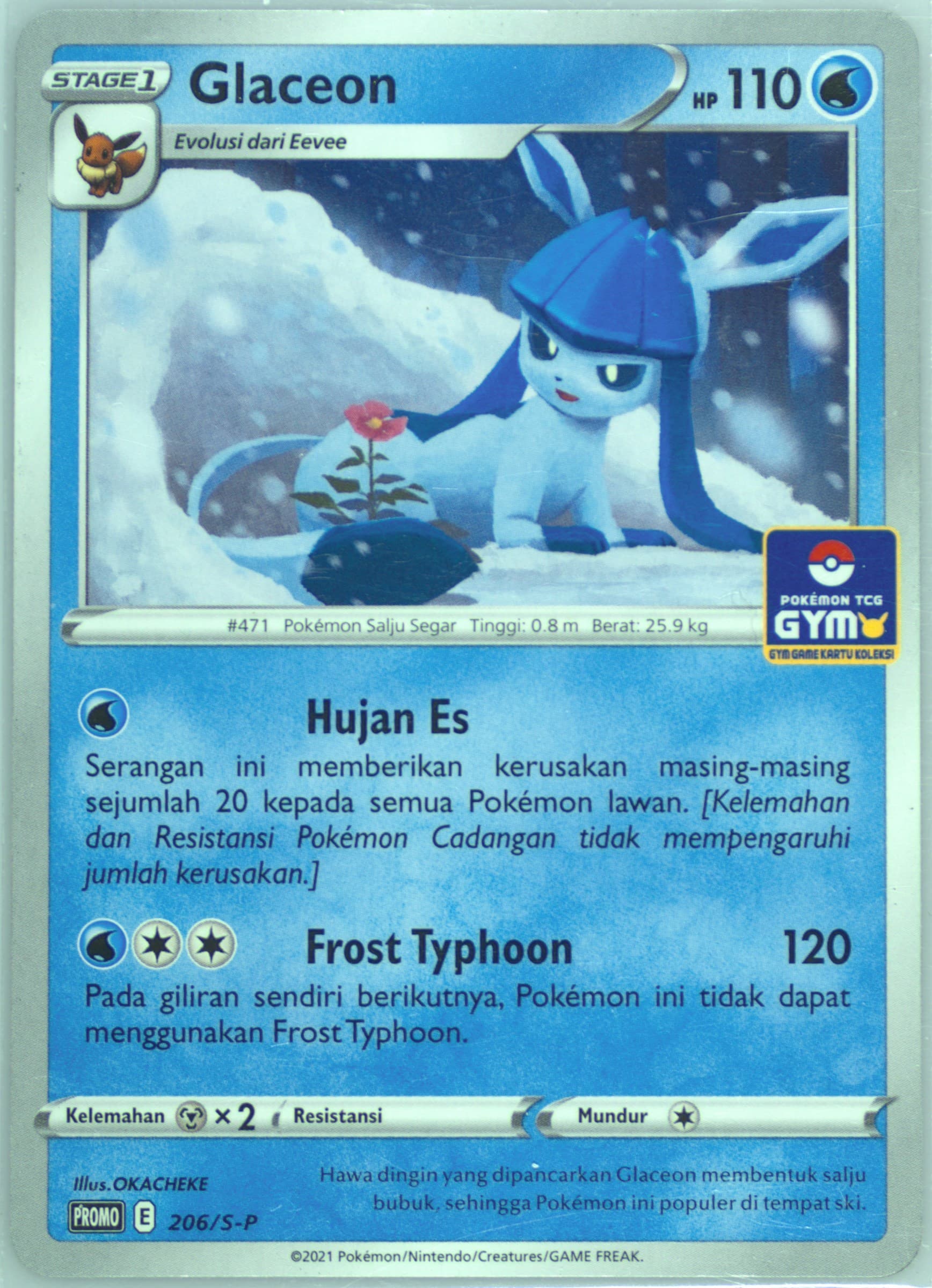Glaceon Pokemon Card Gym (206) 2021 Pokemon Indonesian S Promo