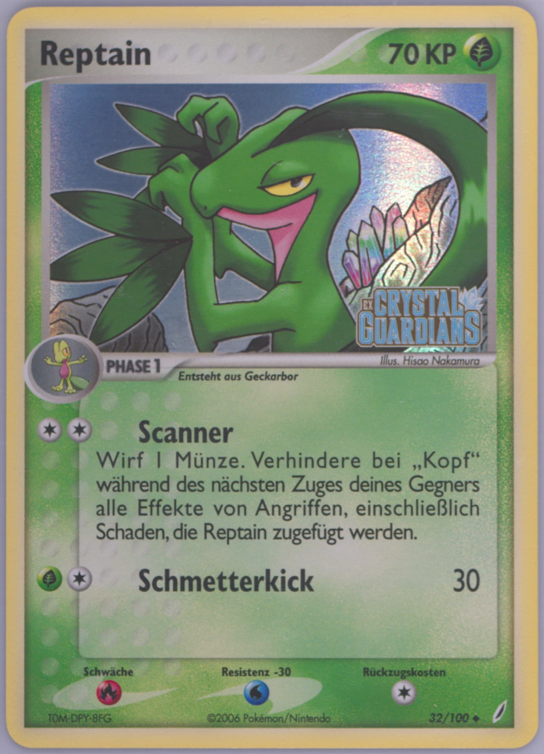Reptain-Reverse Foil German (32) 2006 Pokemon EX Crystal Guardians
