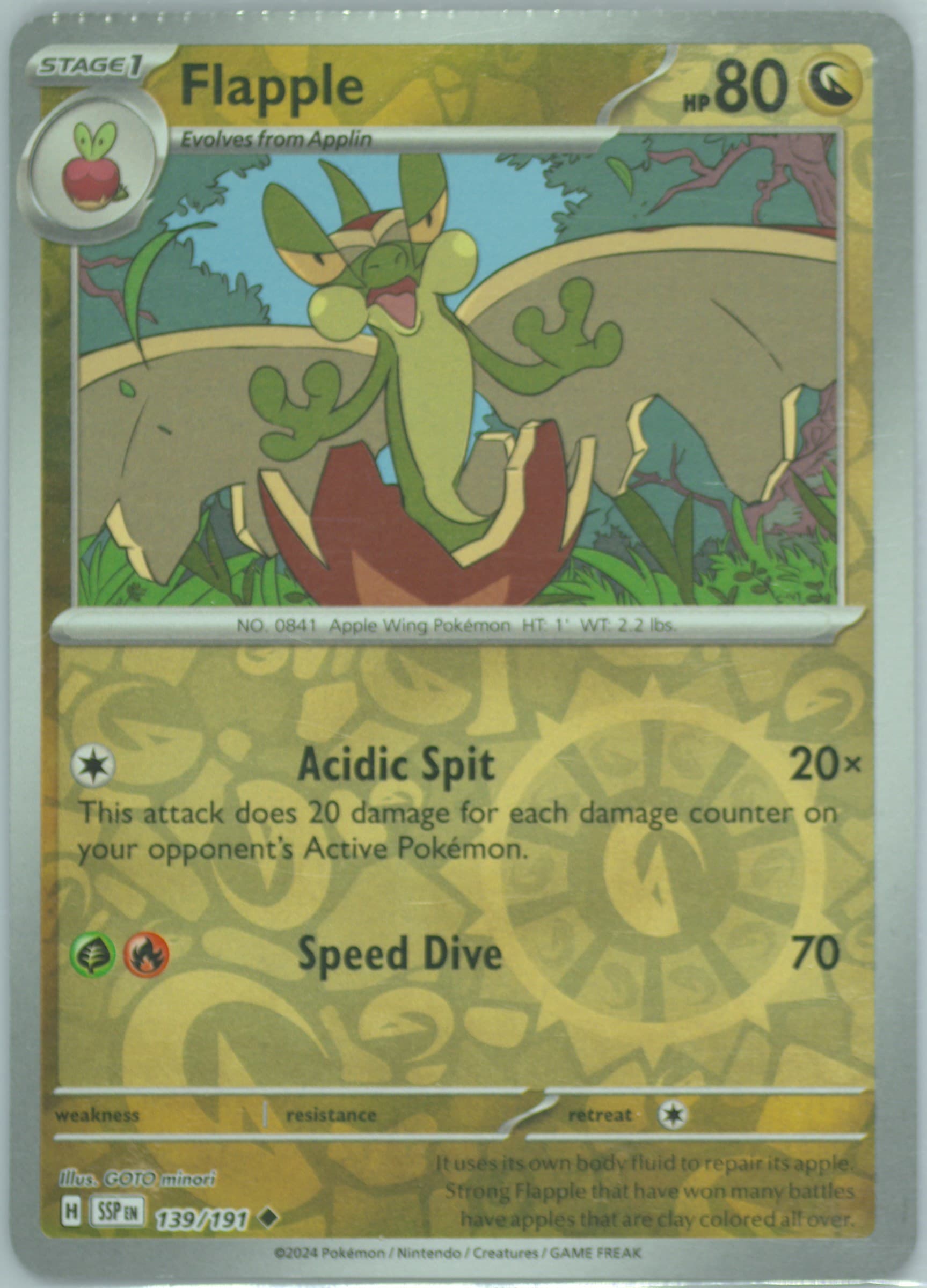 Flapple Reverse Holo (139) 2024 Pokemon Ssp EN-Surging Sparks