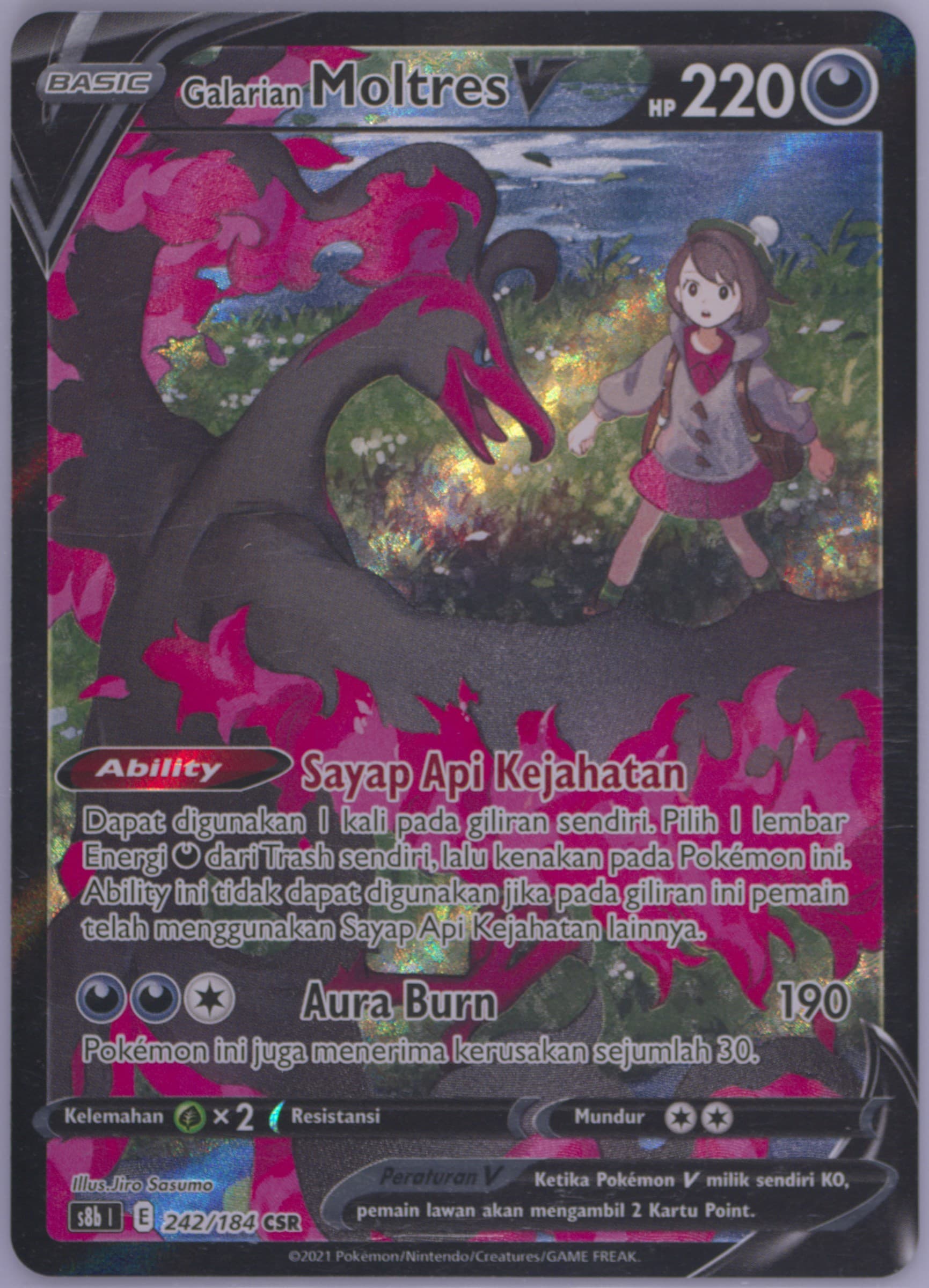 Full Art/Galarian Moltres V (242) 2022 Pokemon Indonesian Sword & Shield Vmax Climax