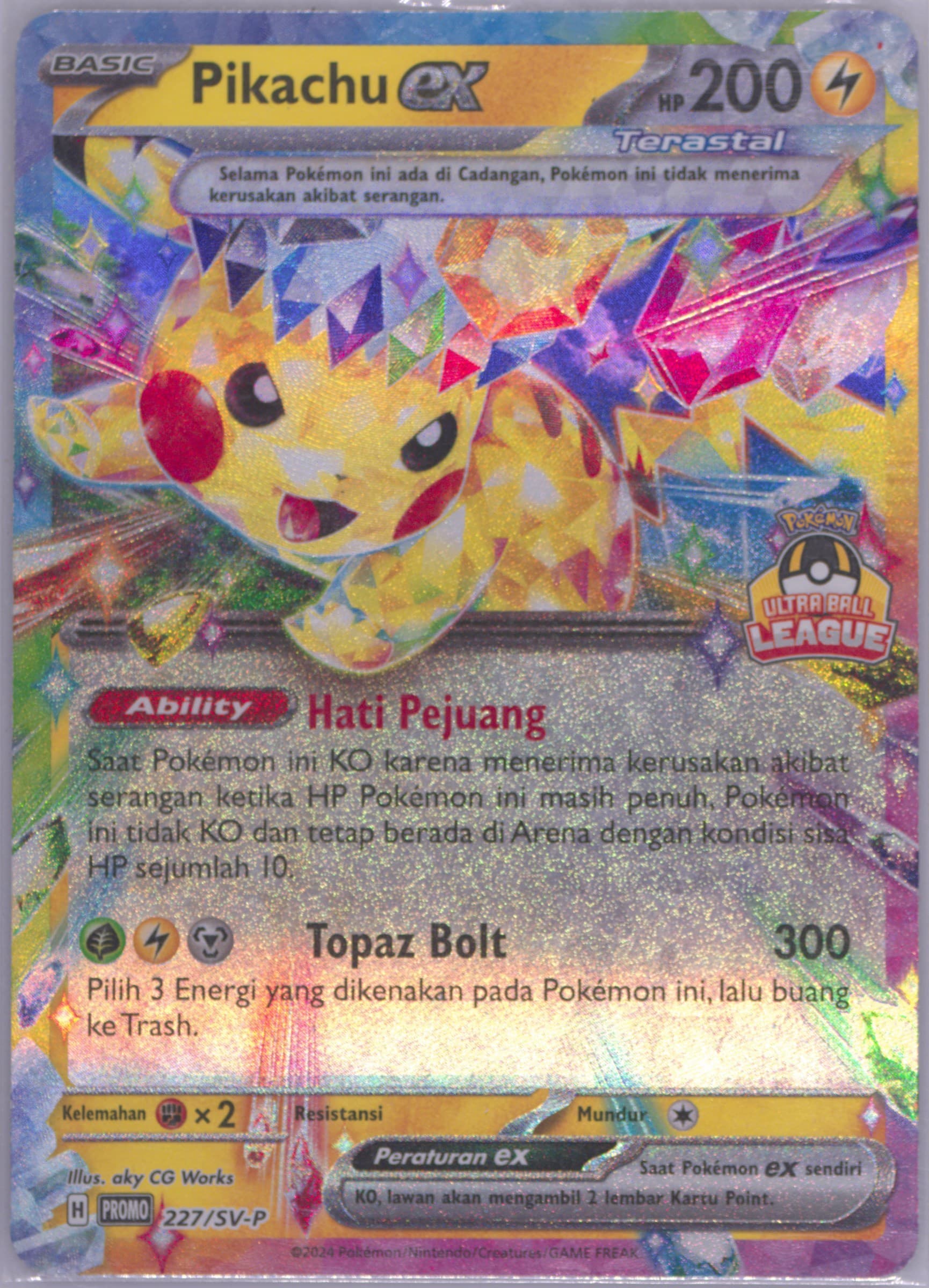 Pikachu EX Ultra Ball League-Top Prize (227) 2024 Pokemon Indonesian SV-P Promo