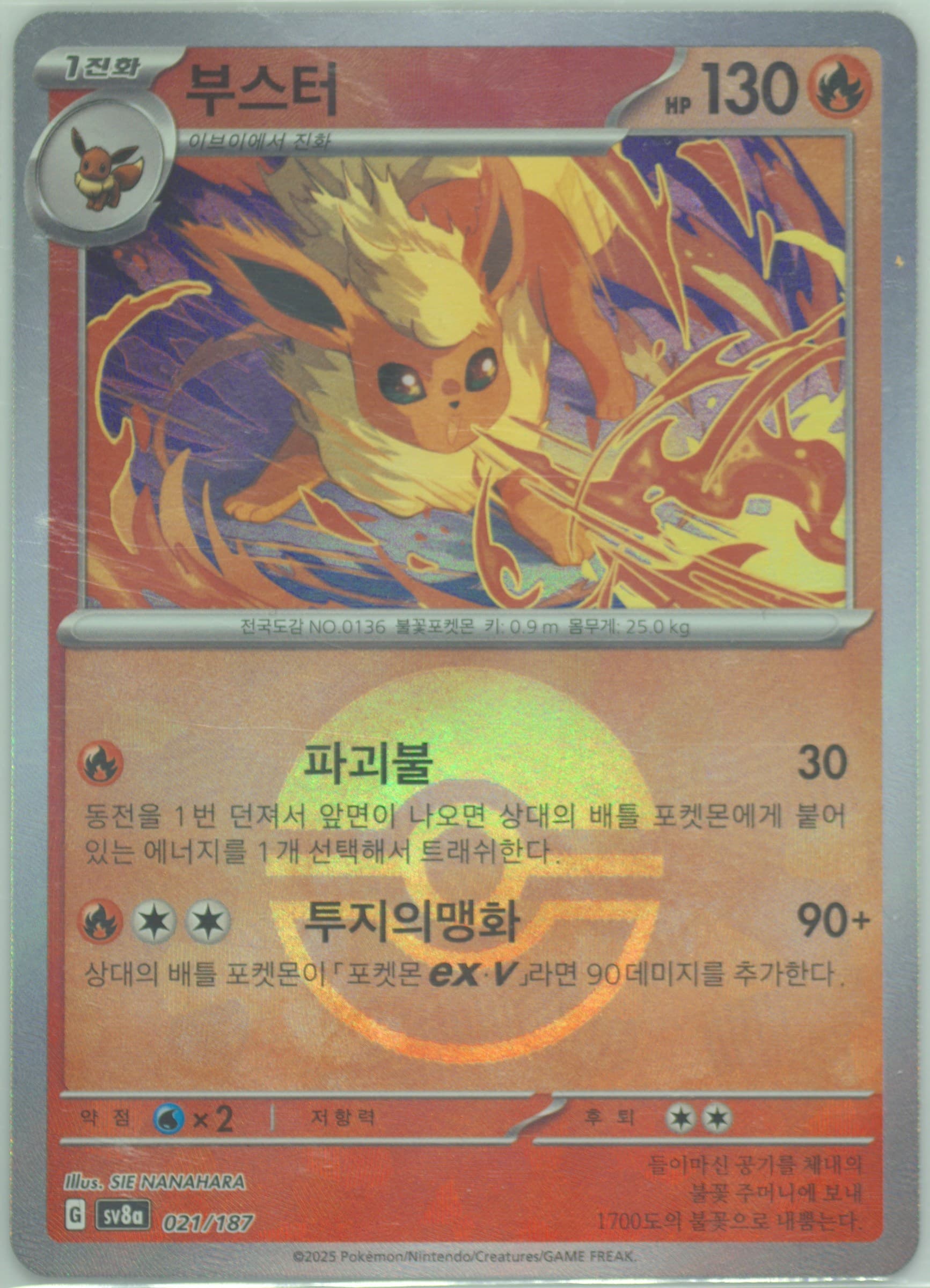 Flareon Reverse Holo (021) 2025 Pokemon Korean Sv8a-Terastal Fest EX