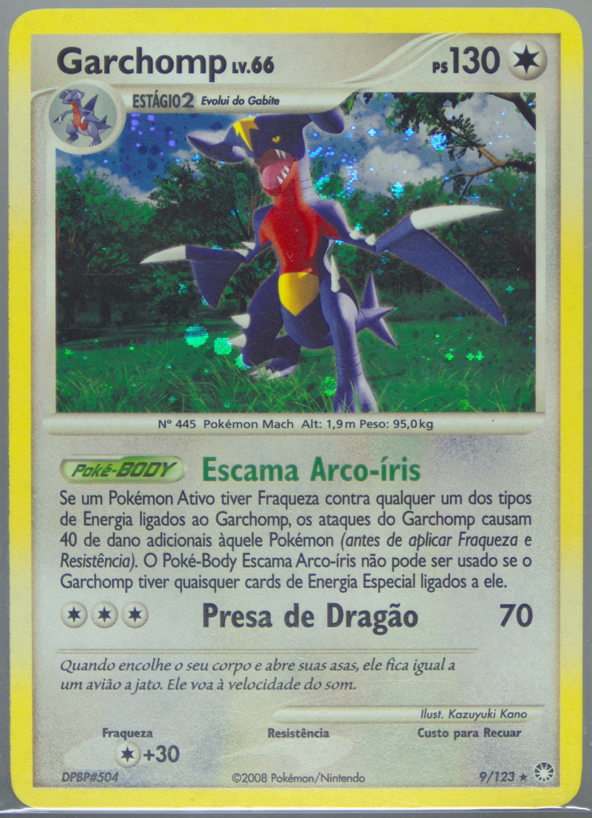Garchomp-Holo (9) 2008 Pokemon Portuguese Diamond & Pearl Mysterious Treasures