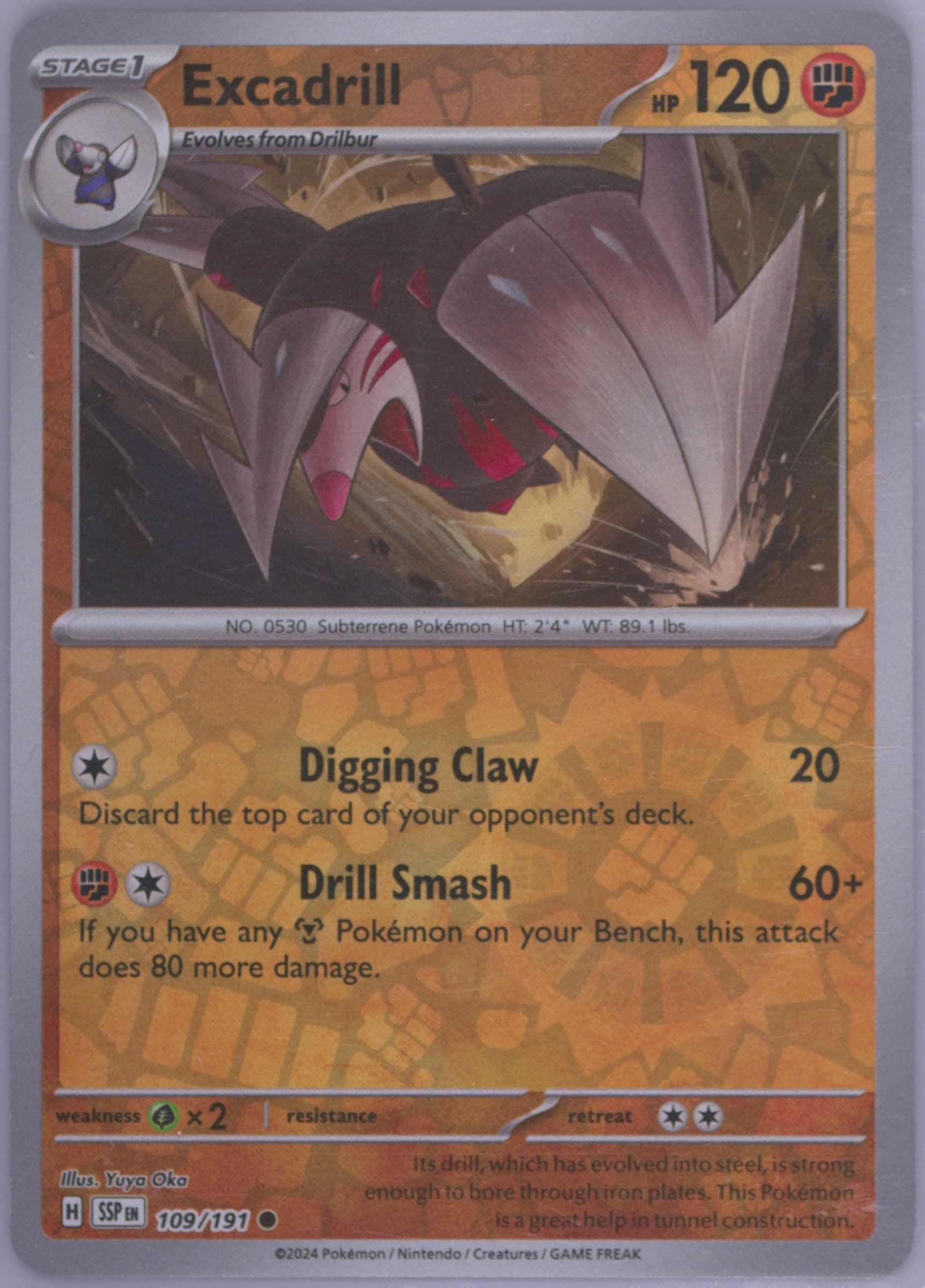 Excadrill Reverse Holo (109) 2024 Pokemon Ssp EN-Surging Sparks