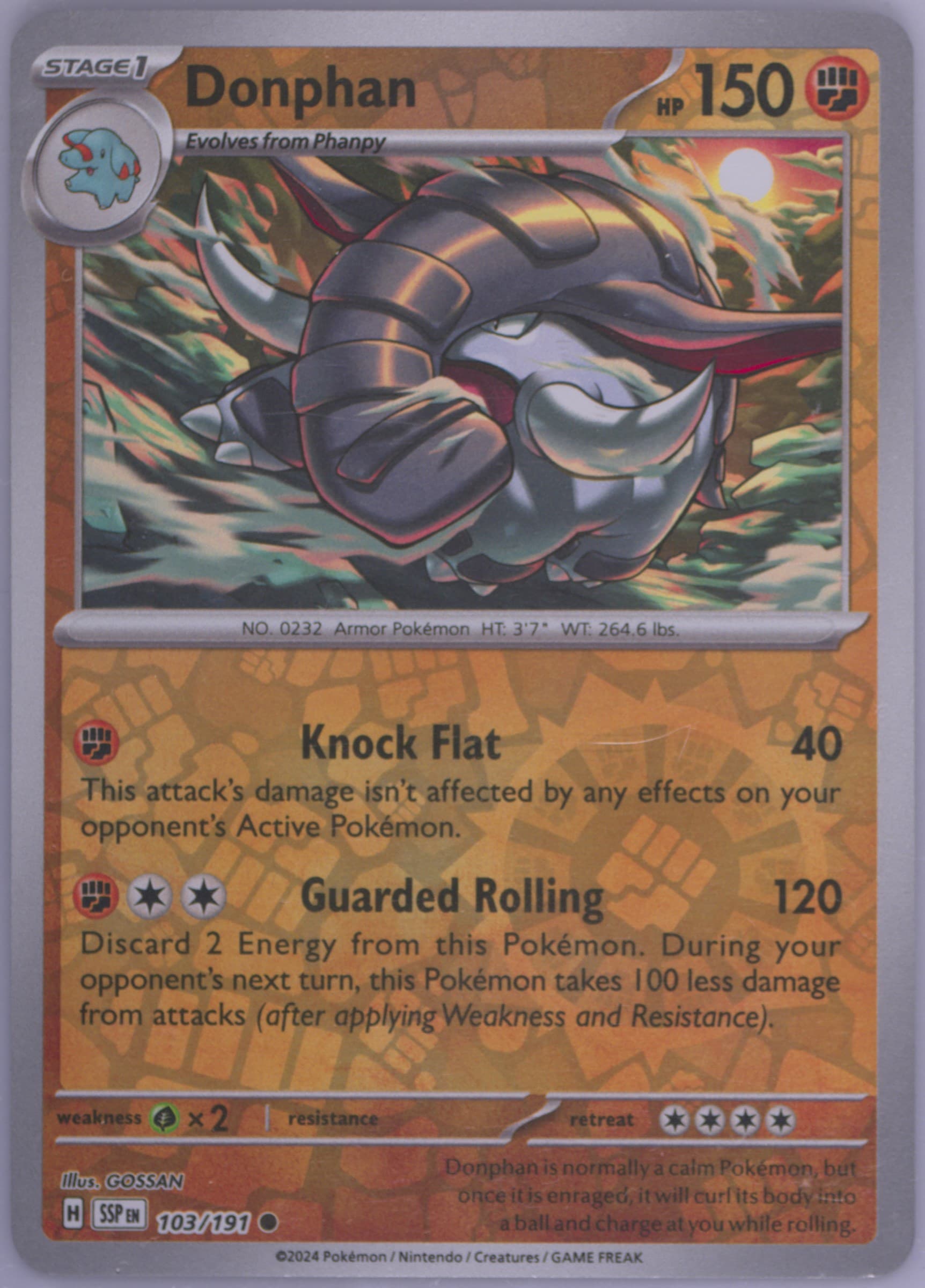 Donphan Reverse Holo (103) 2024 Pokemon Ssp EN-Surging Sparks