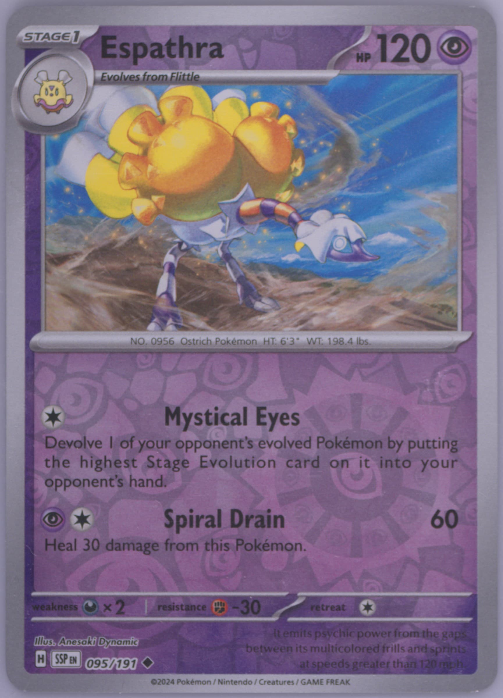 Espathra Reverse Holo (095) 2024 Pokemon Ssp EN-Surging Sparks