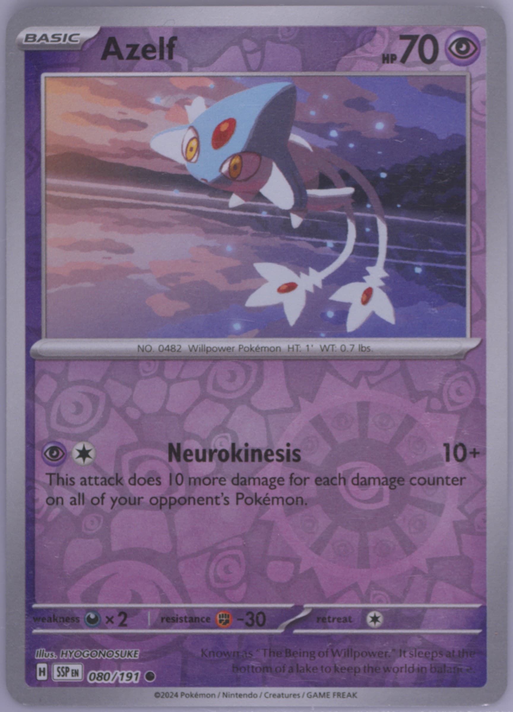Azelf Reverse Holo (080) 2024 Pokemon Ssp EN-Surging Sparks