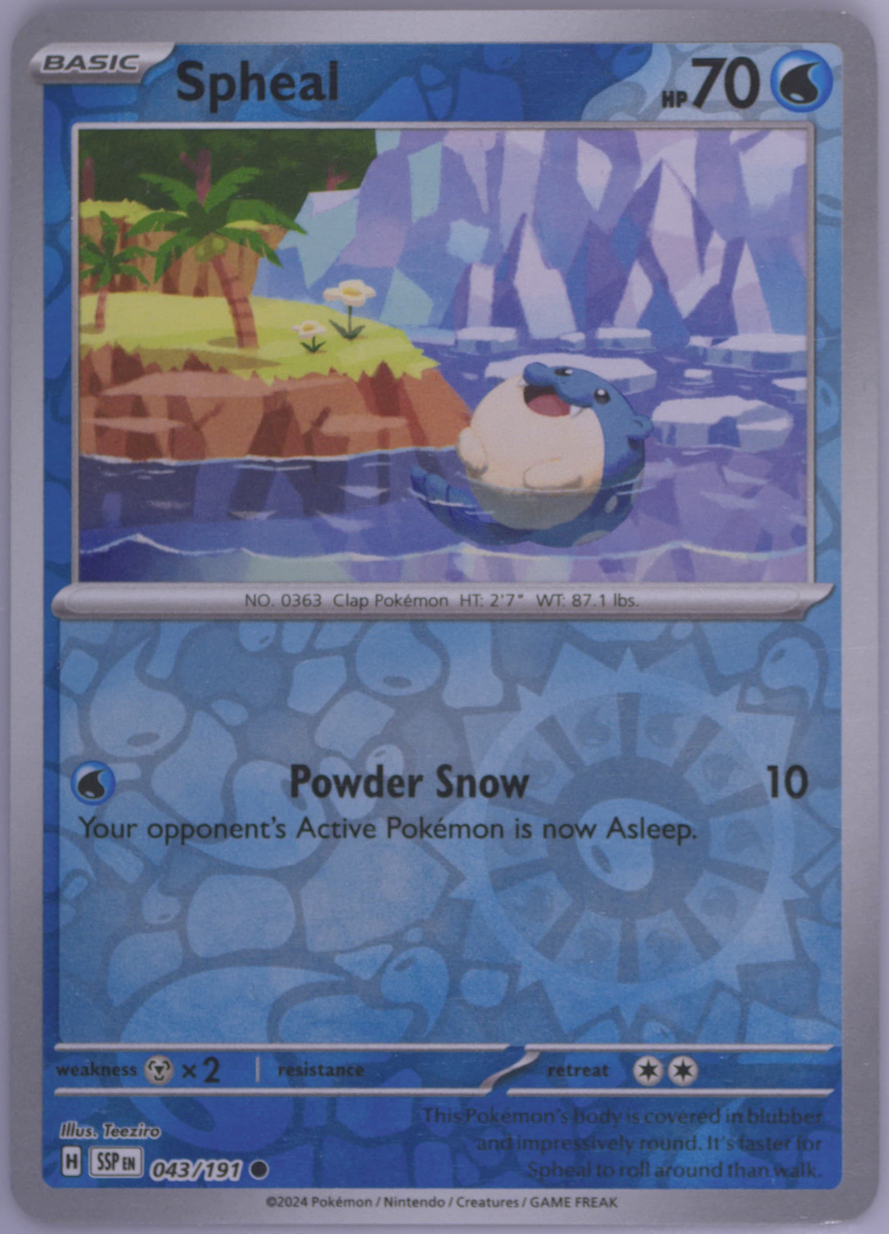 Spheal Reverse Holo (043) 2024 Pokemon Ssp EN-Surging Sparks