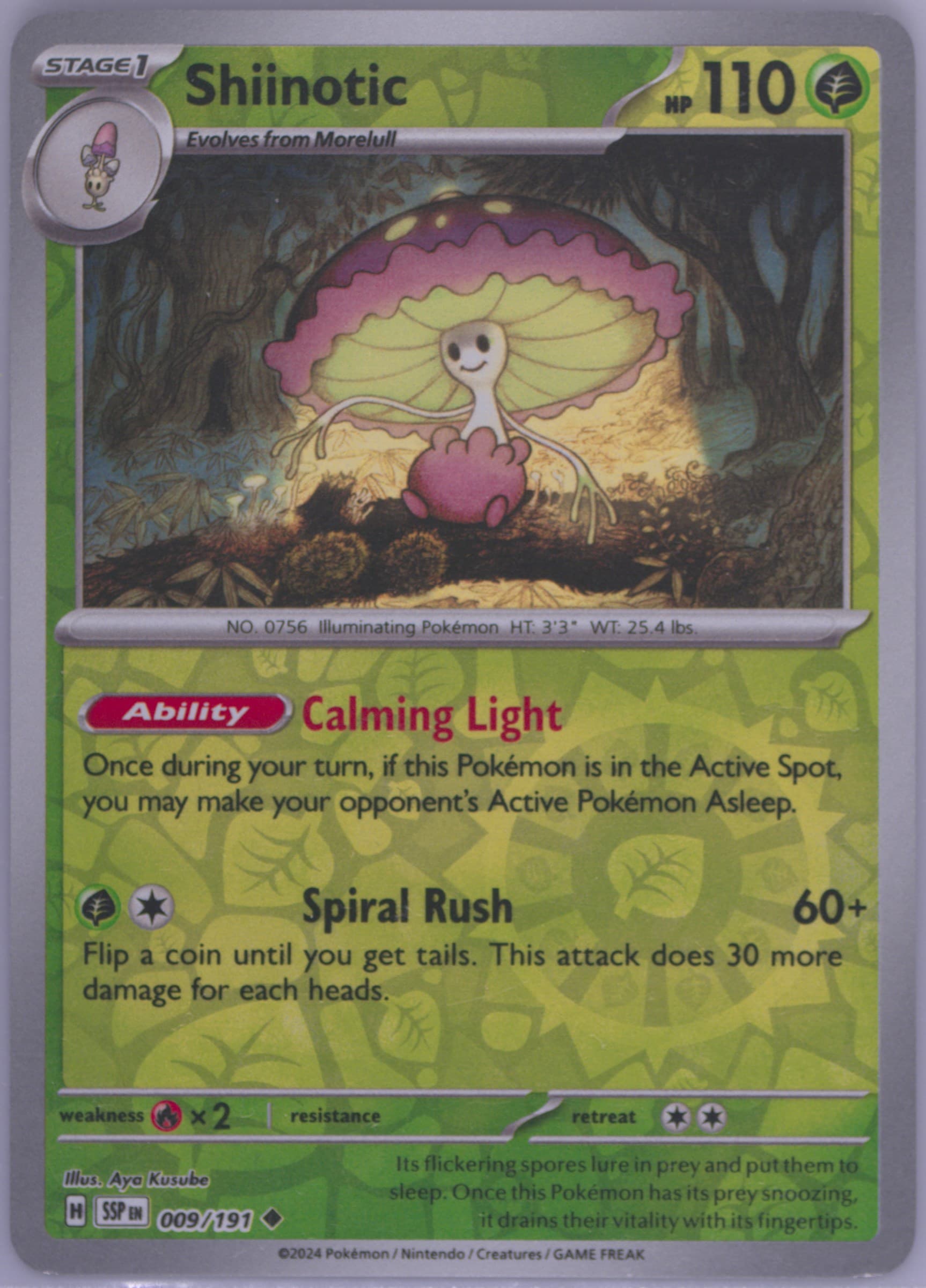 Shiinotic Reverse Holo (009) 2024 Pokemon Ssp EN-Surging Sparks