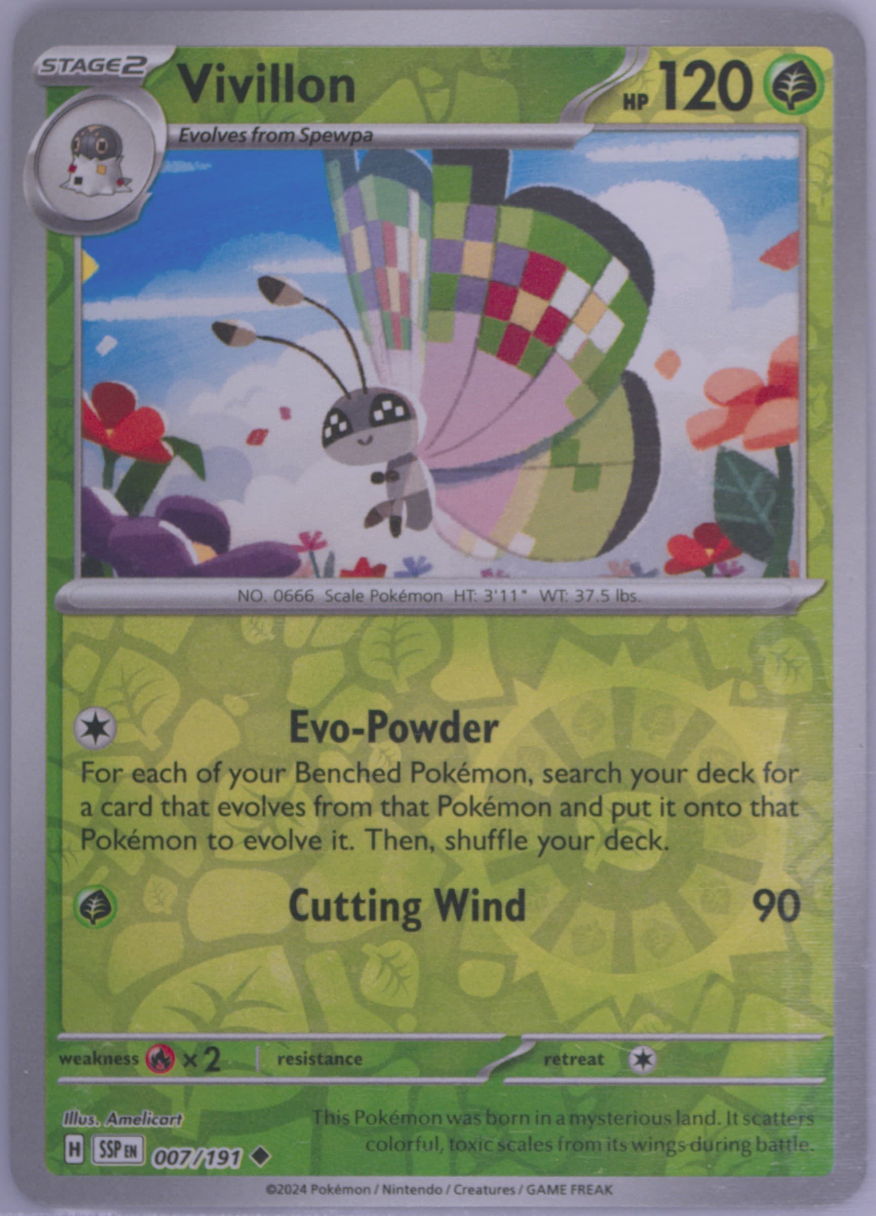 Vivillon Reverse Holo (007) 2024 Pokemon Ssp EN-Surging Sparks