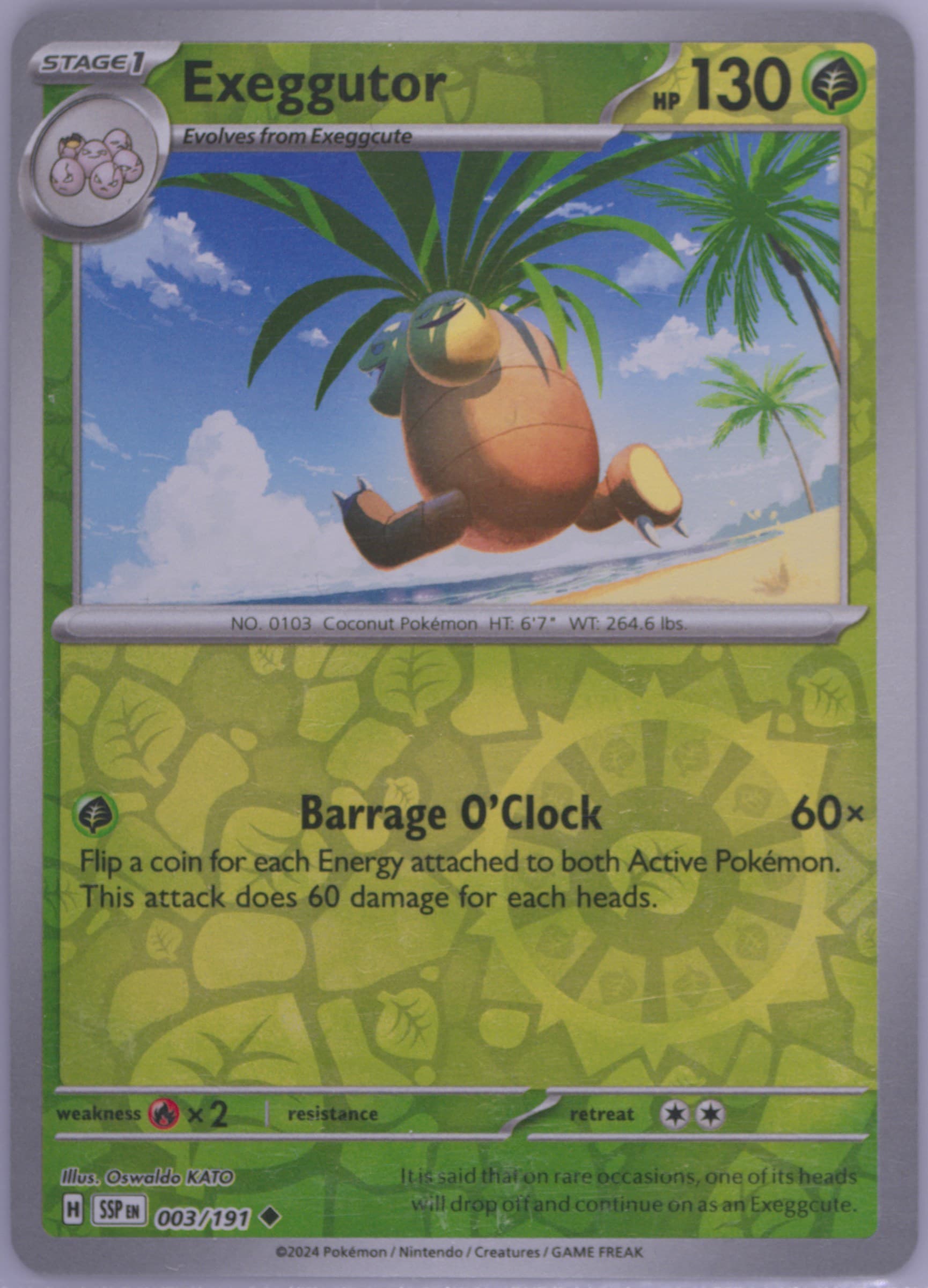Exeggutor Reverse Holo (003) 2024 Pokemon Ssp EN-Surging Sparks