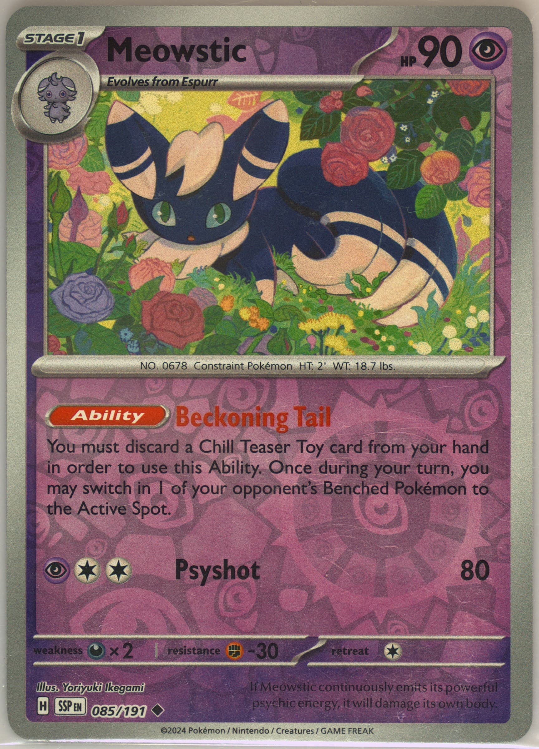 Meowstic Reverse Holo (085) 2024 Pokemon Ssp EN-Surging Sparks