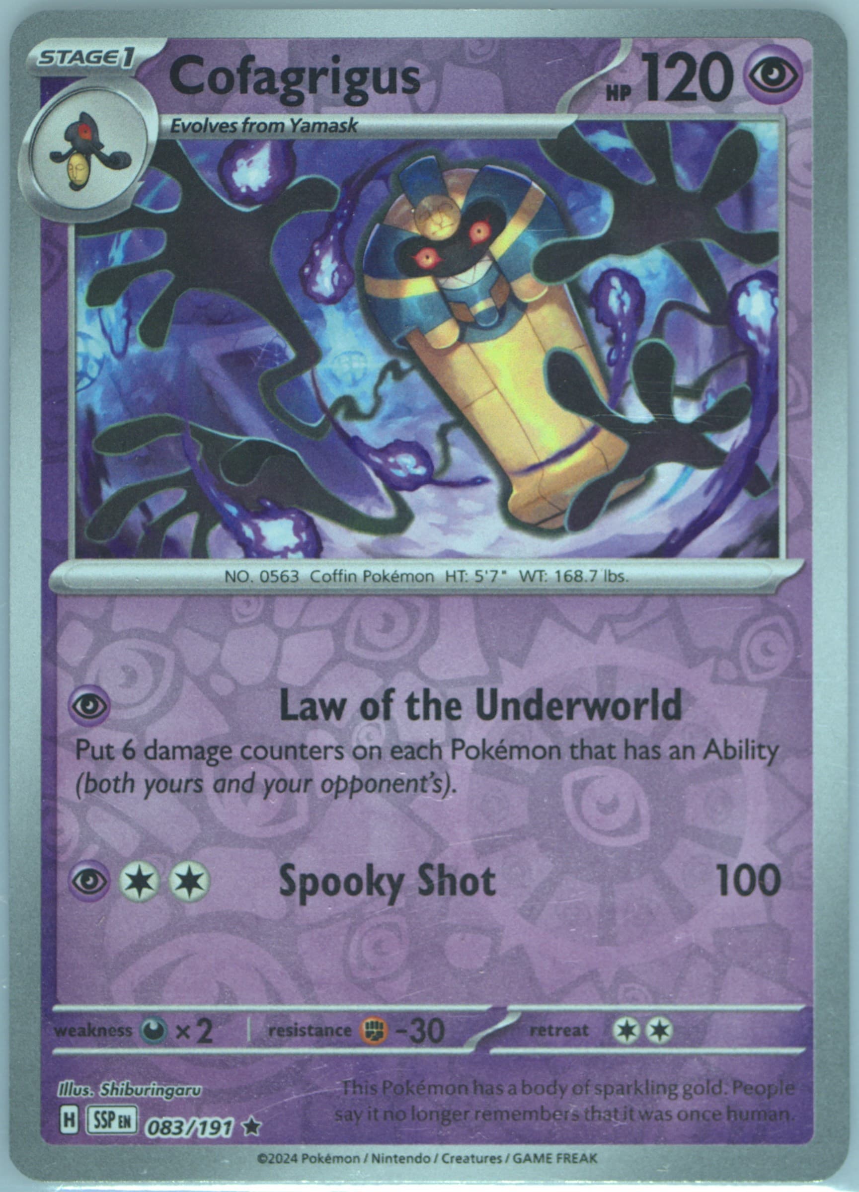 Cofagrigus Reverse Holo (083) 2024 Pokemon Ssp EN-Surging Sparks