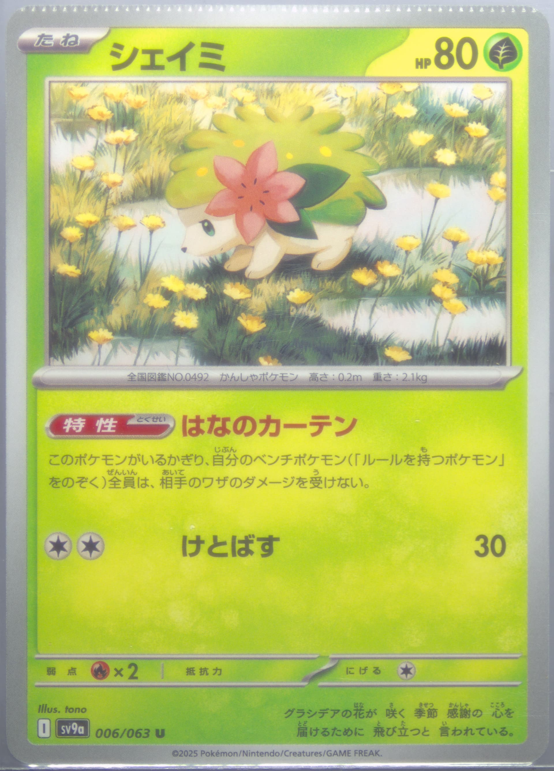Shaymin (006) 2025 Pokemon Japanese Sv9a-Heat Wave Arena