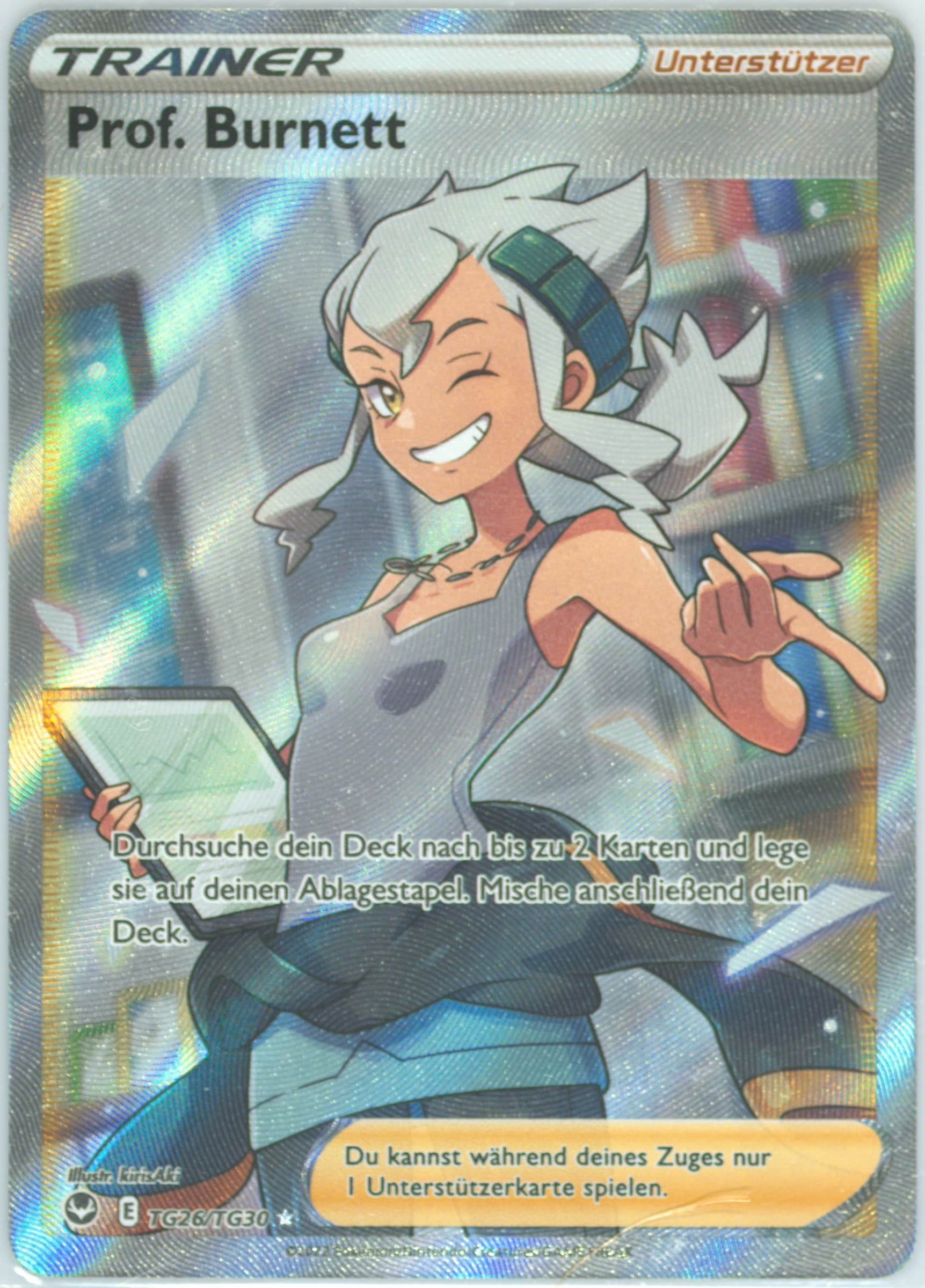 Full Art/Prof. Burnett German (TG26) 2022 Pokemon Sword & Shield Silver Tempest