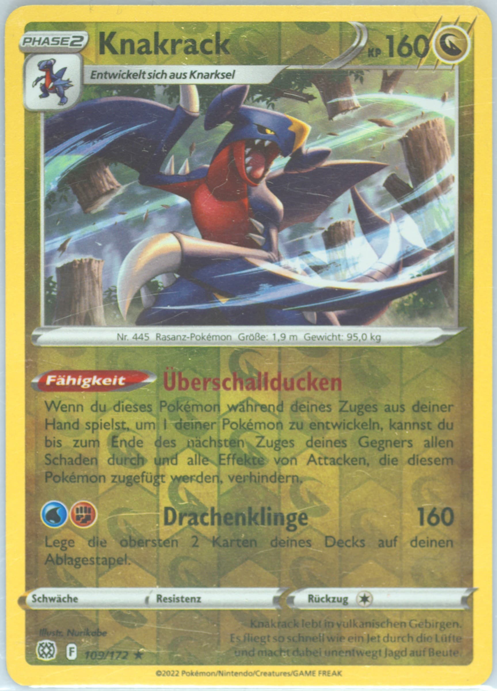 Knakrack-Reverse Foil German (160) 2022 Pokemon Sword & Shield Brilliant Stars