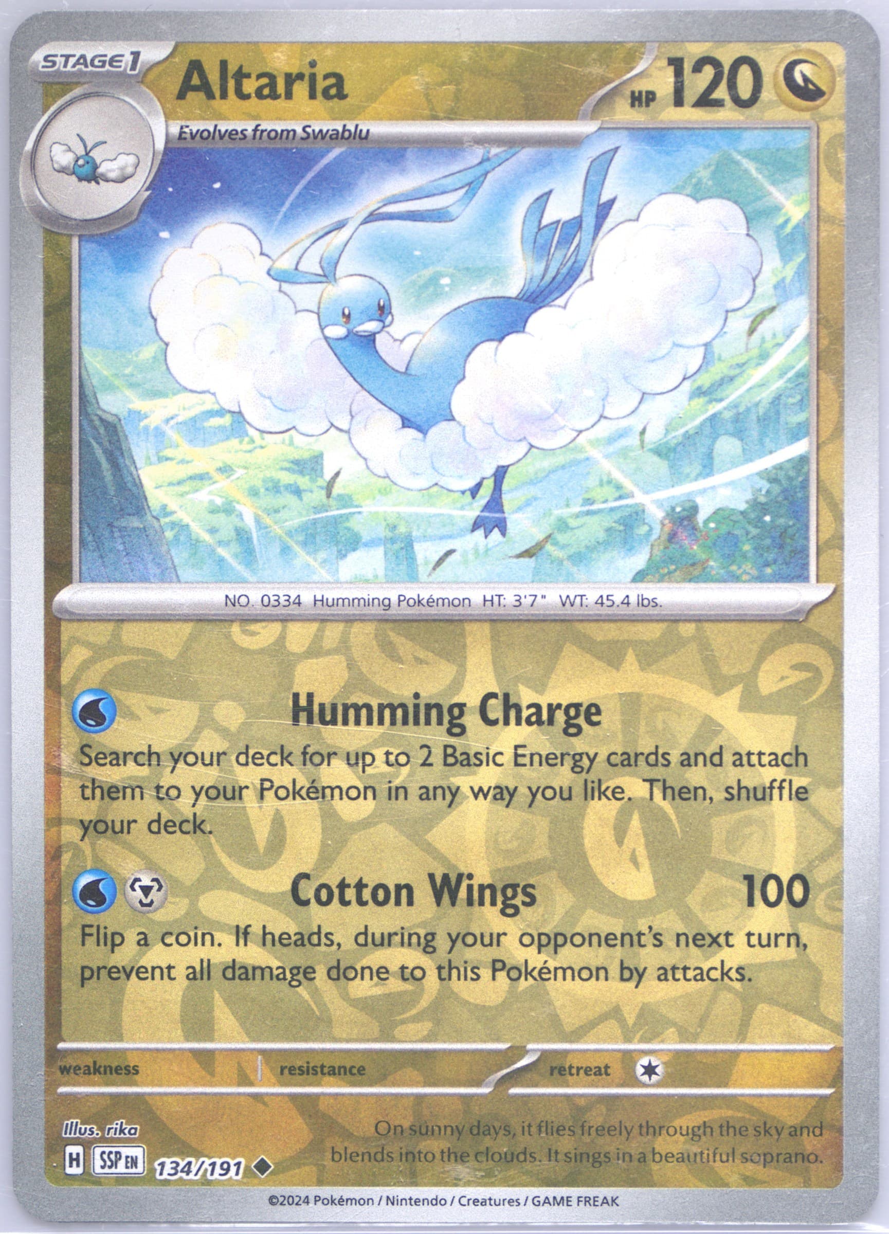Altaria Reverse Holo (134) 2024 Pokemon Ssp EN-Surging Sparks