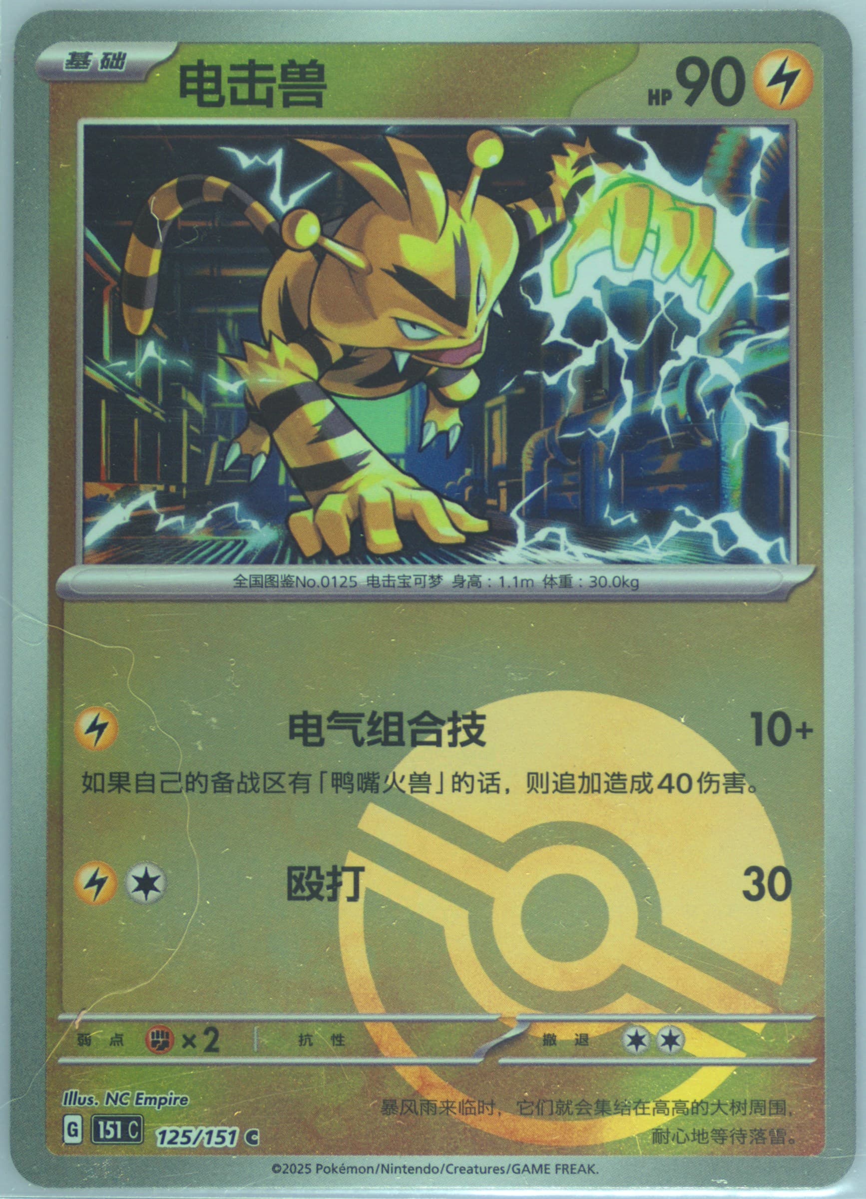 Electabuzz Reverse Holo (125) 2025 Pokemon Simplified Chinese 151 C-Collection 151