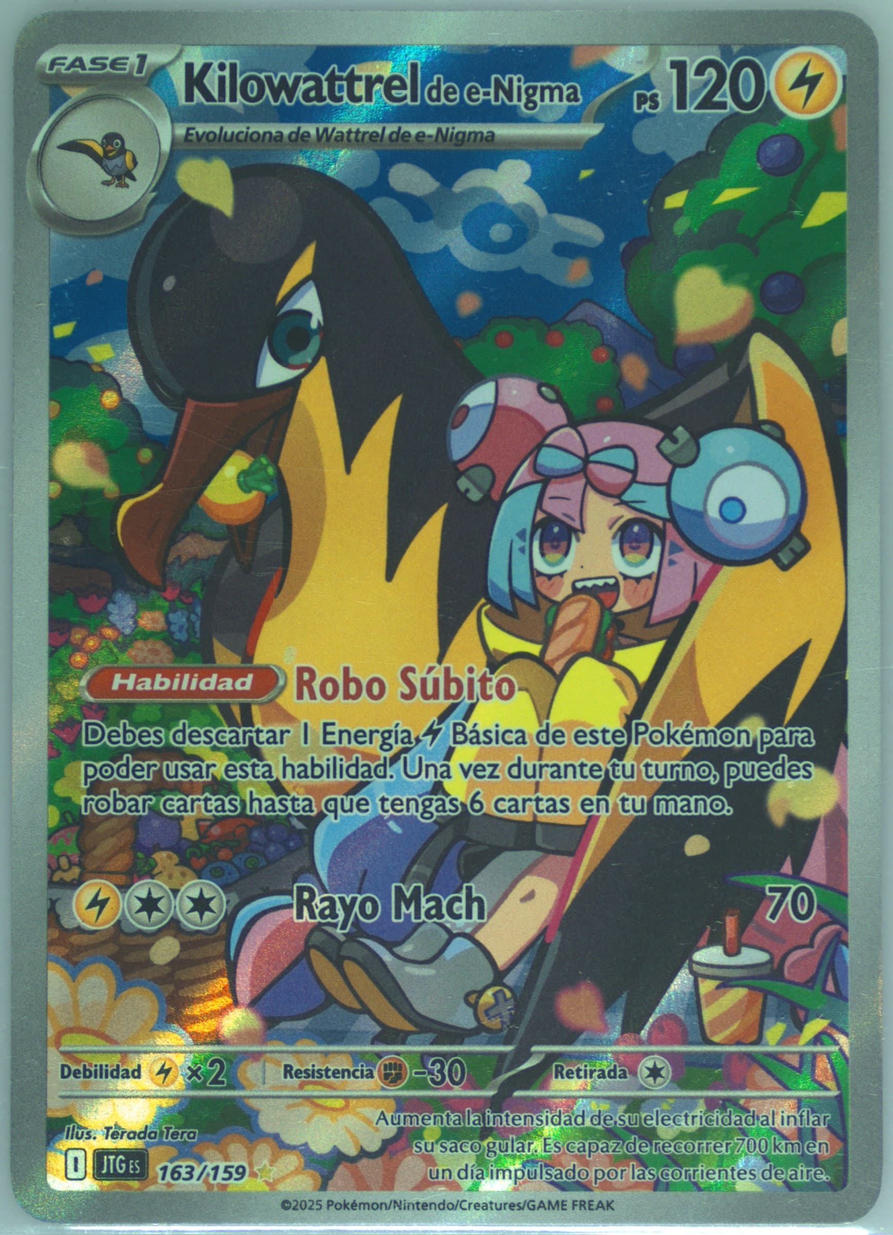 Iono's Kilowattrel Illustration Rare (163) 2025 Pokemon Spanish Jtg ES-Journey Together