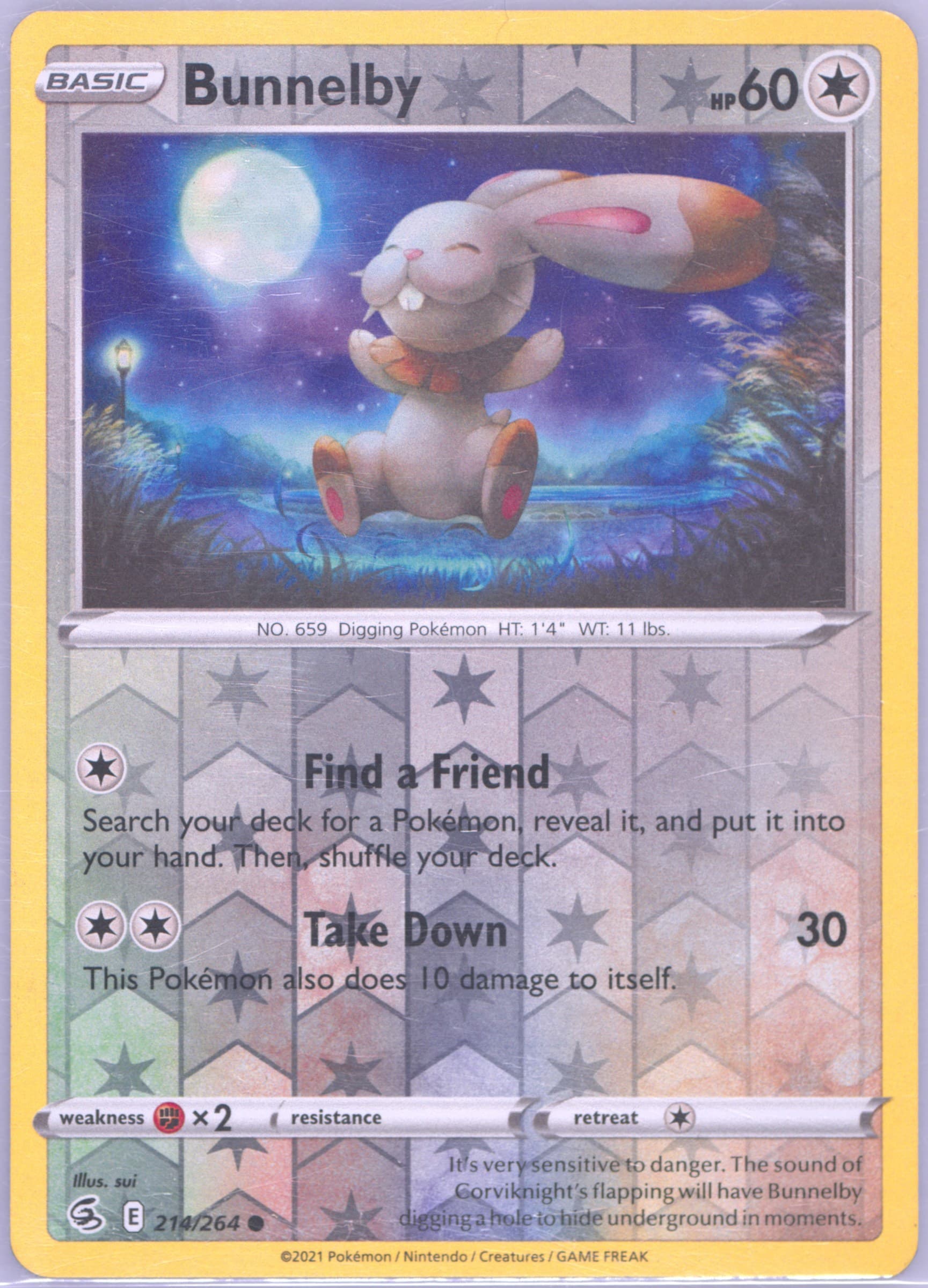 Bunnelby-Reverse Foil (214) 2021 Pokemon Sword & Shield Fusion Strike