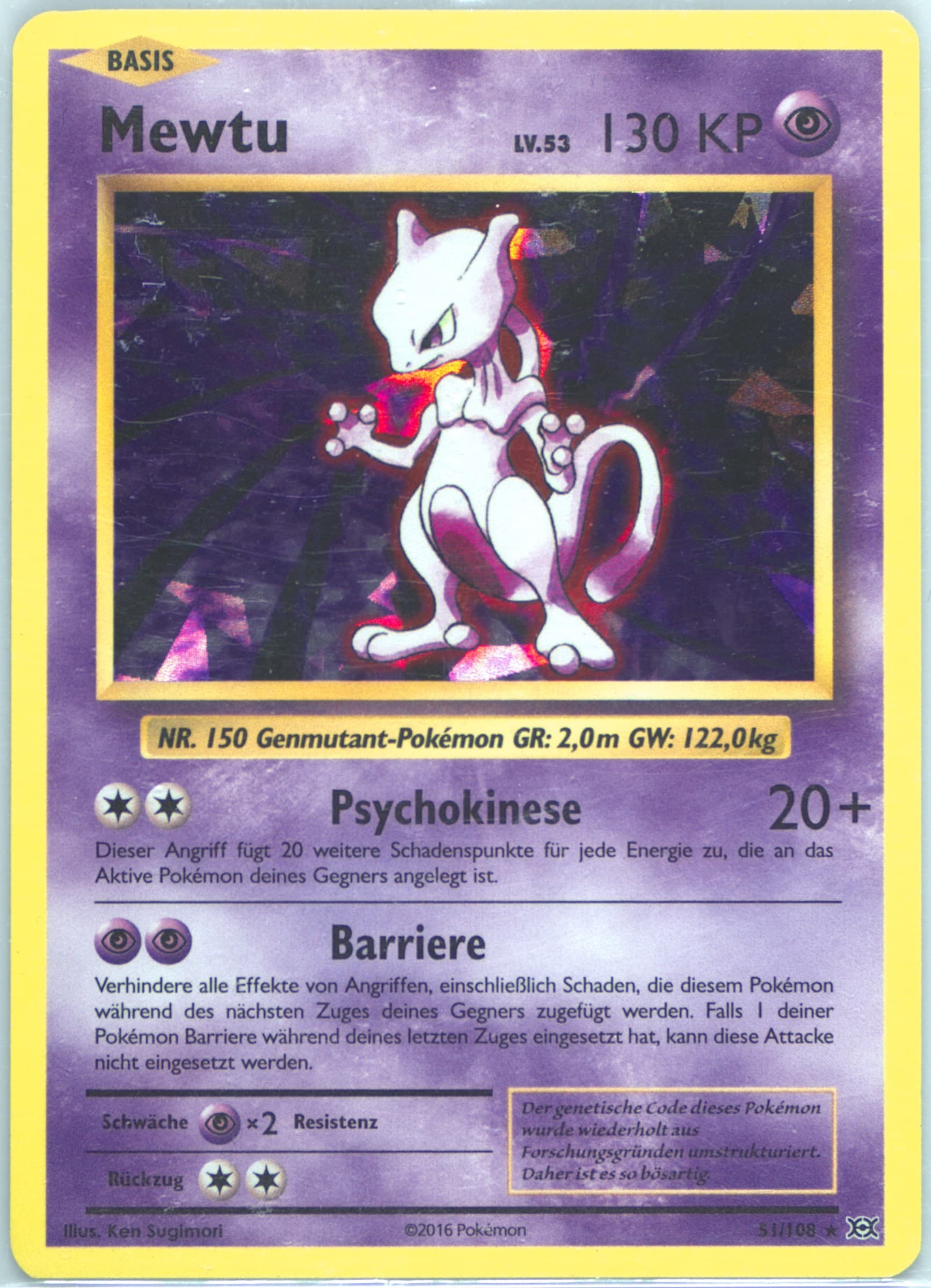 Mewtu-Holo Cracked Ice-German (51) 2016 Pokemon XY Evolutions