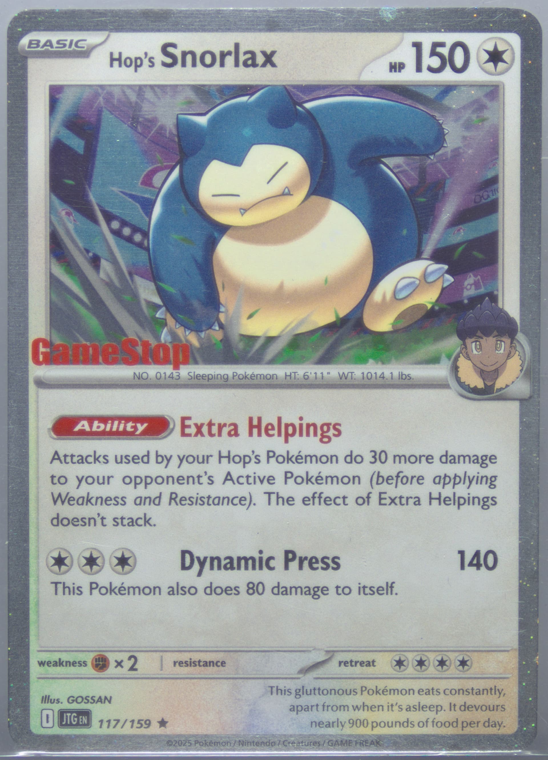 Hop's Snorlax Gamestop Exclusive (117) 2025 Pokemon Jtg EN-Journey Together