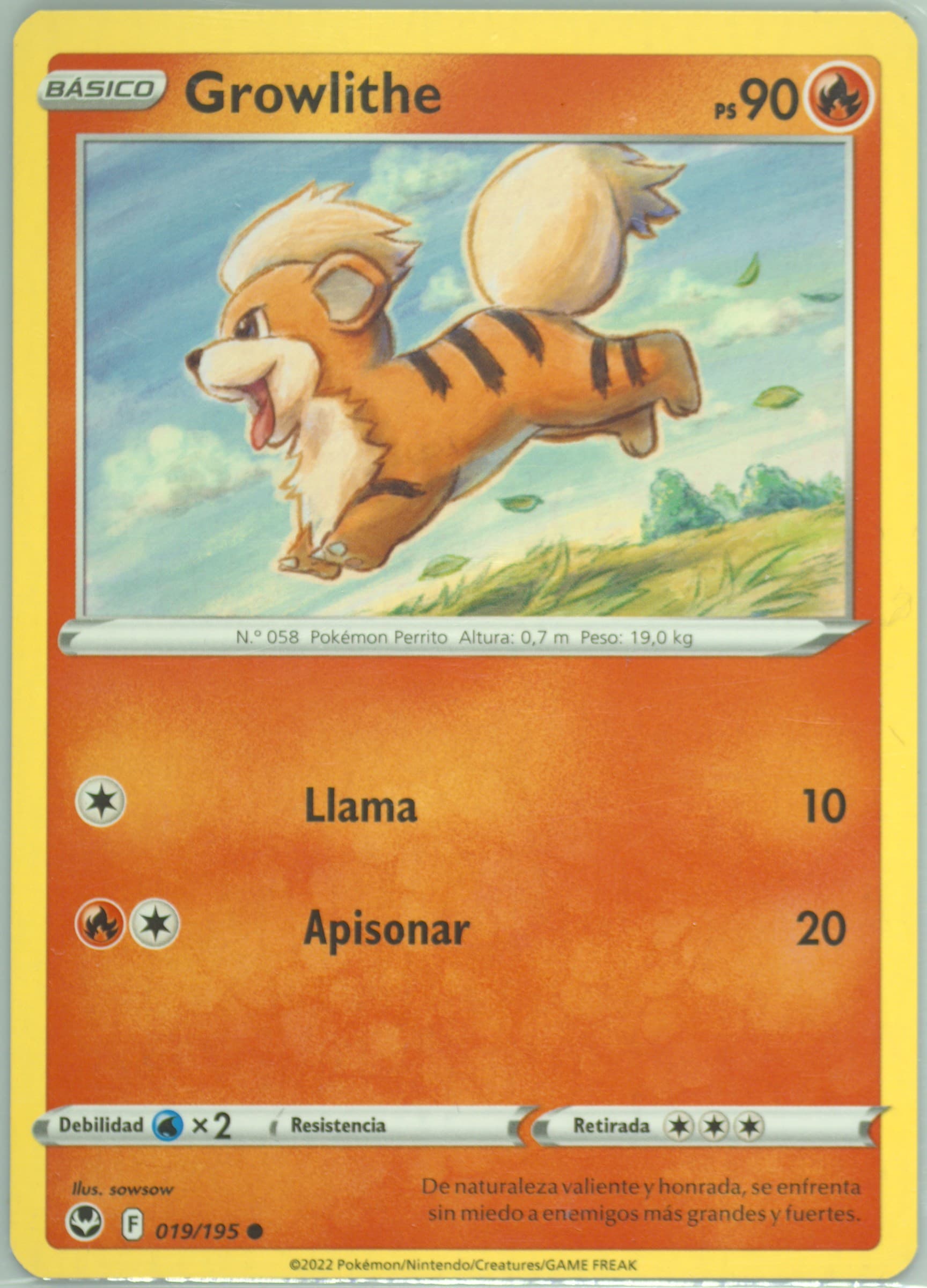 Growlithe Spanish (019) 2022 Pokemon Sword & Shield Silver Tempest