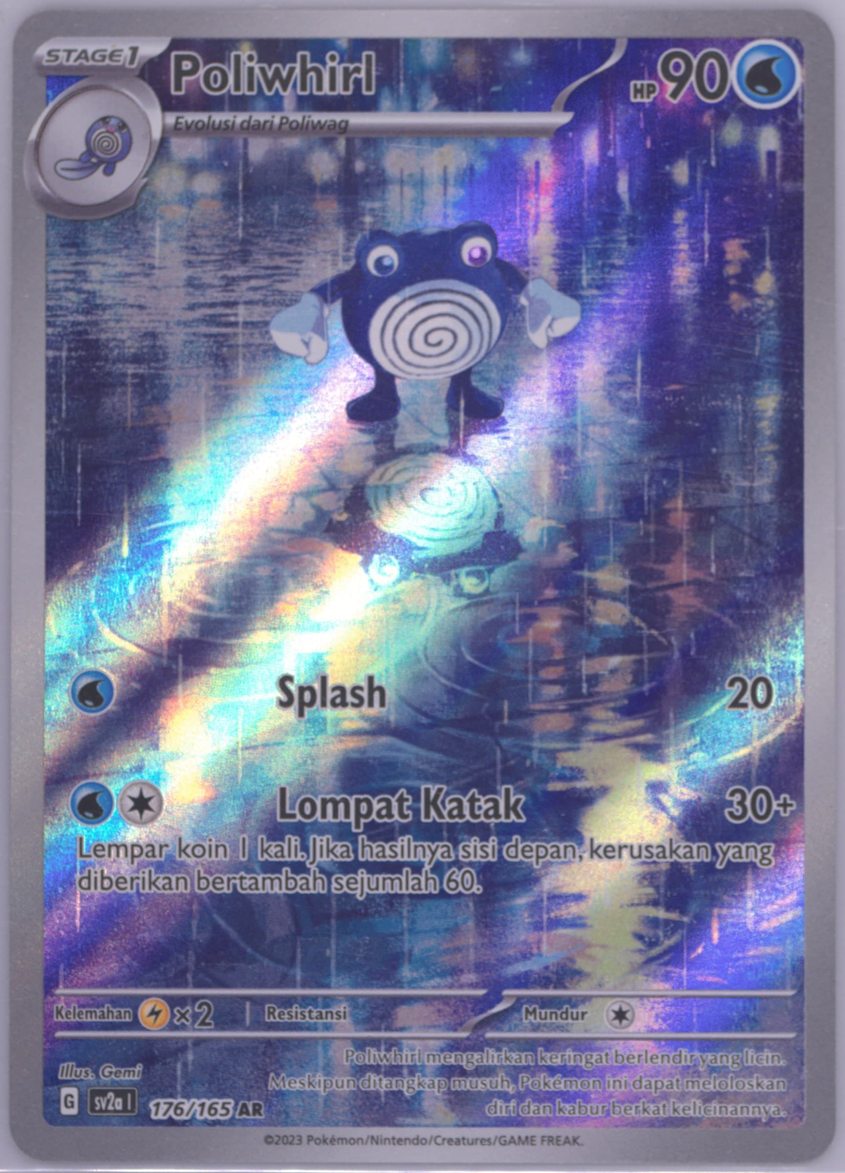 Poliwhirl Art Rare (176) 2023 Pokemon Indonesian Sv2a I-Pokemon 151