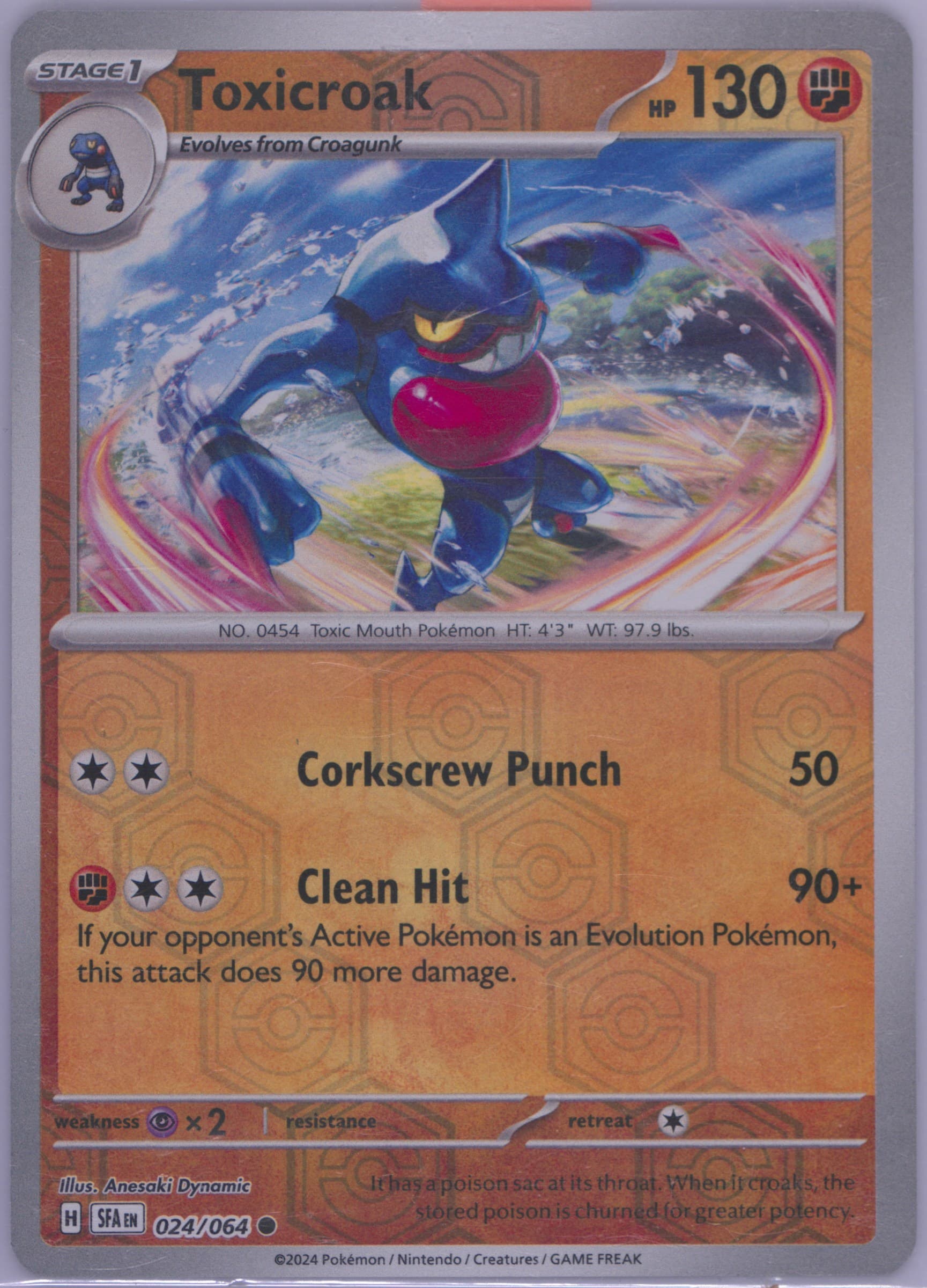 Toxicroak Reverse Holo-Inverted Back (024) 2024 Pokemon Sfa EN-Shrouded Fable