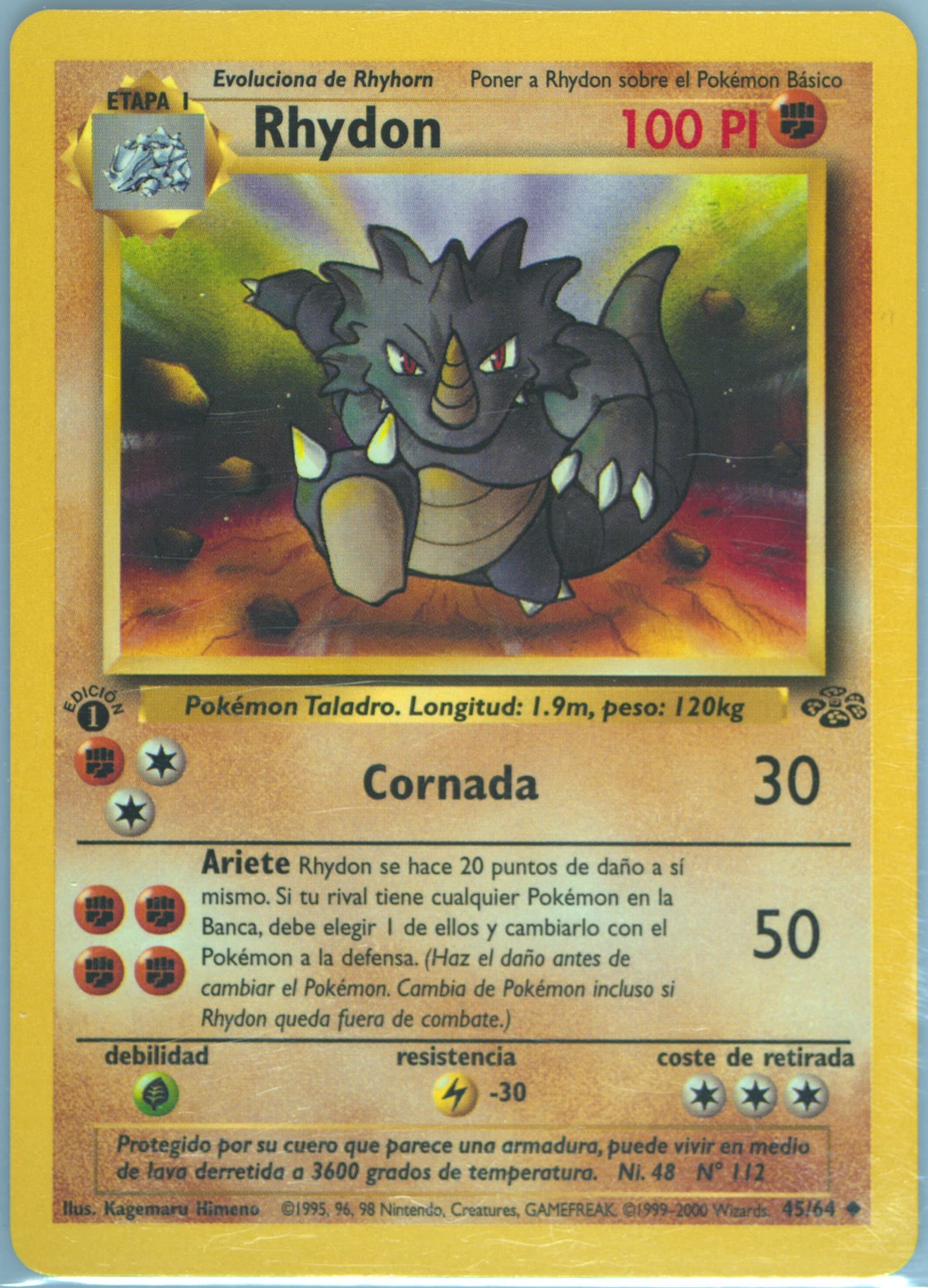 Rhydon 1st Edition (45) 2000 Pokemon Spanish Jungle