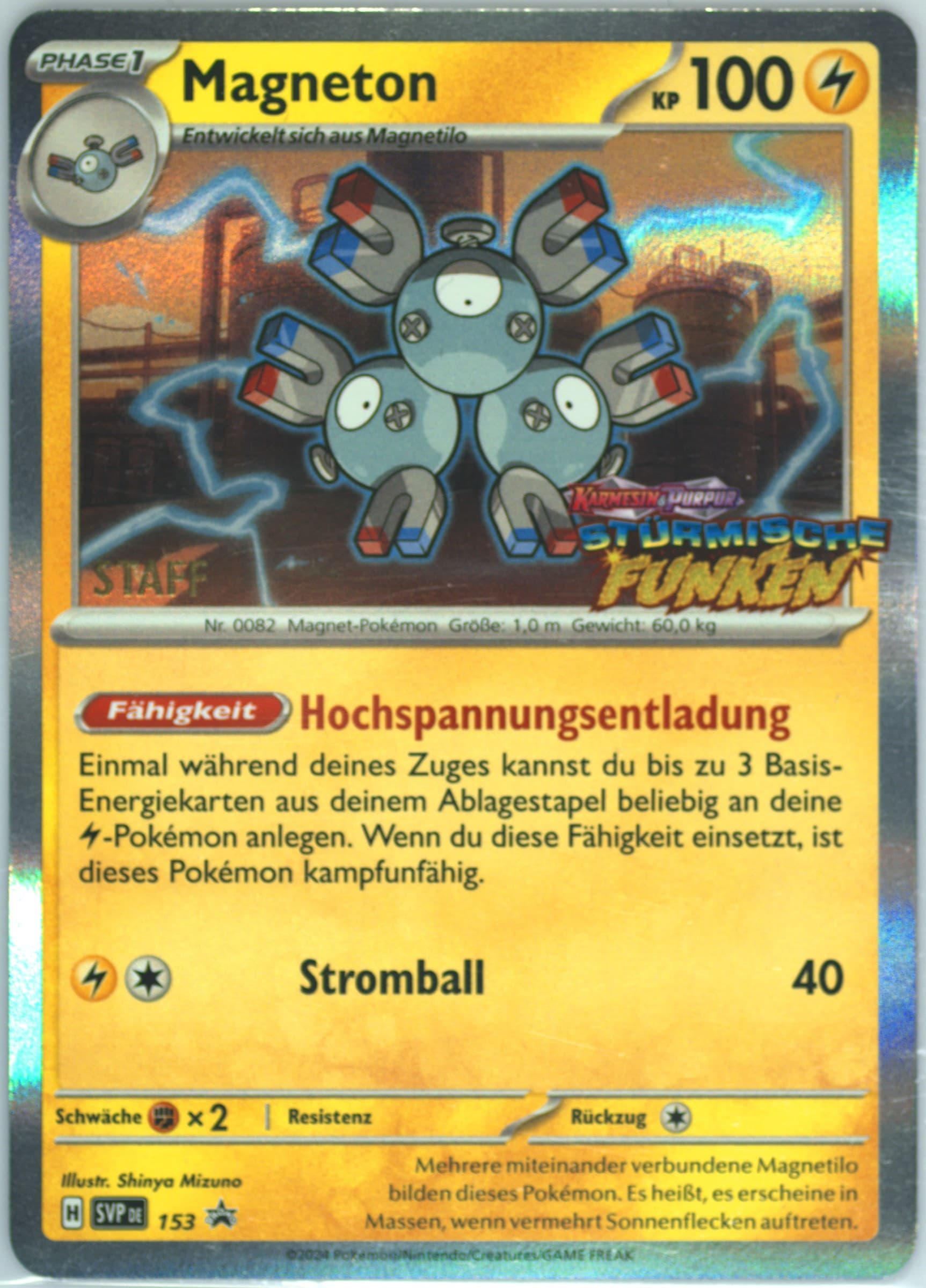 Magneton Surging Sparks Prerelease-Staff (153) 2024 Pokemon German Svp de-SV Black Star Promo