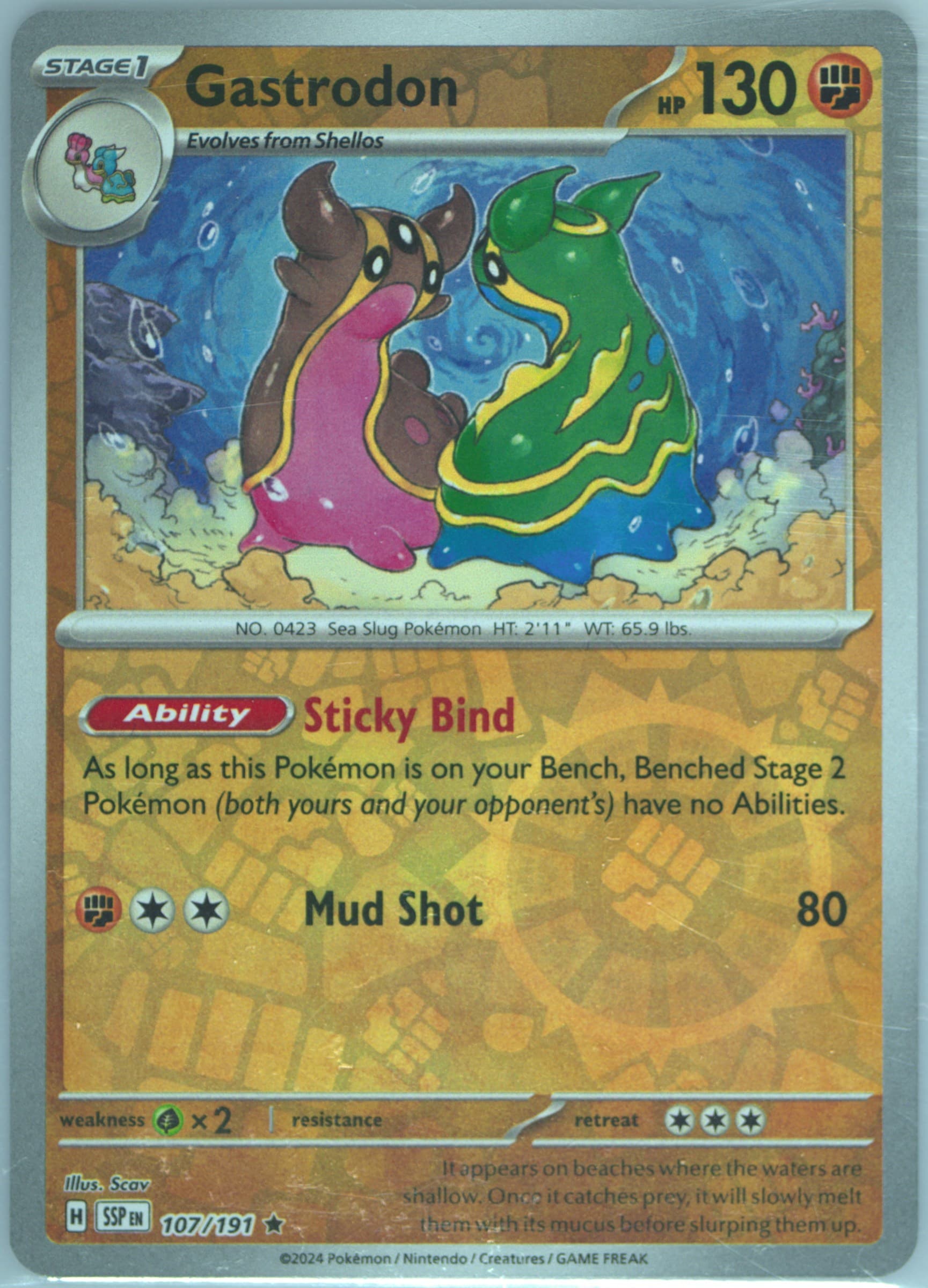 Gastrodon Reverse Holo (107) 2024 Pokemon Ssp EN-Surging Sparks