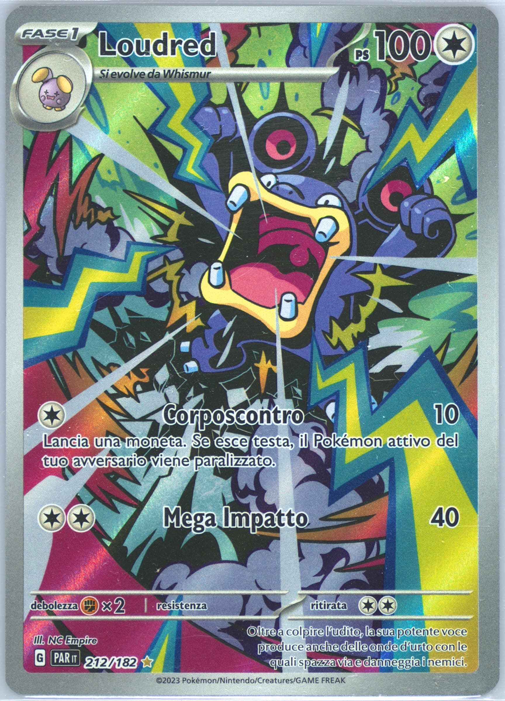 Loudred Illustration Rare (212) 2023 Pokemon Italian Par It-Paradox Rift