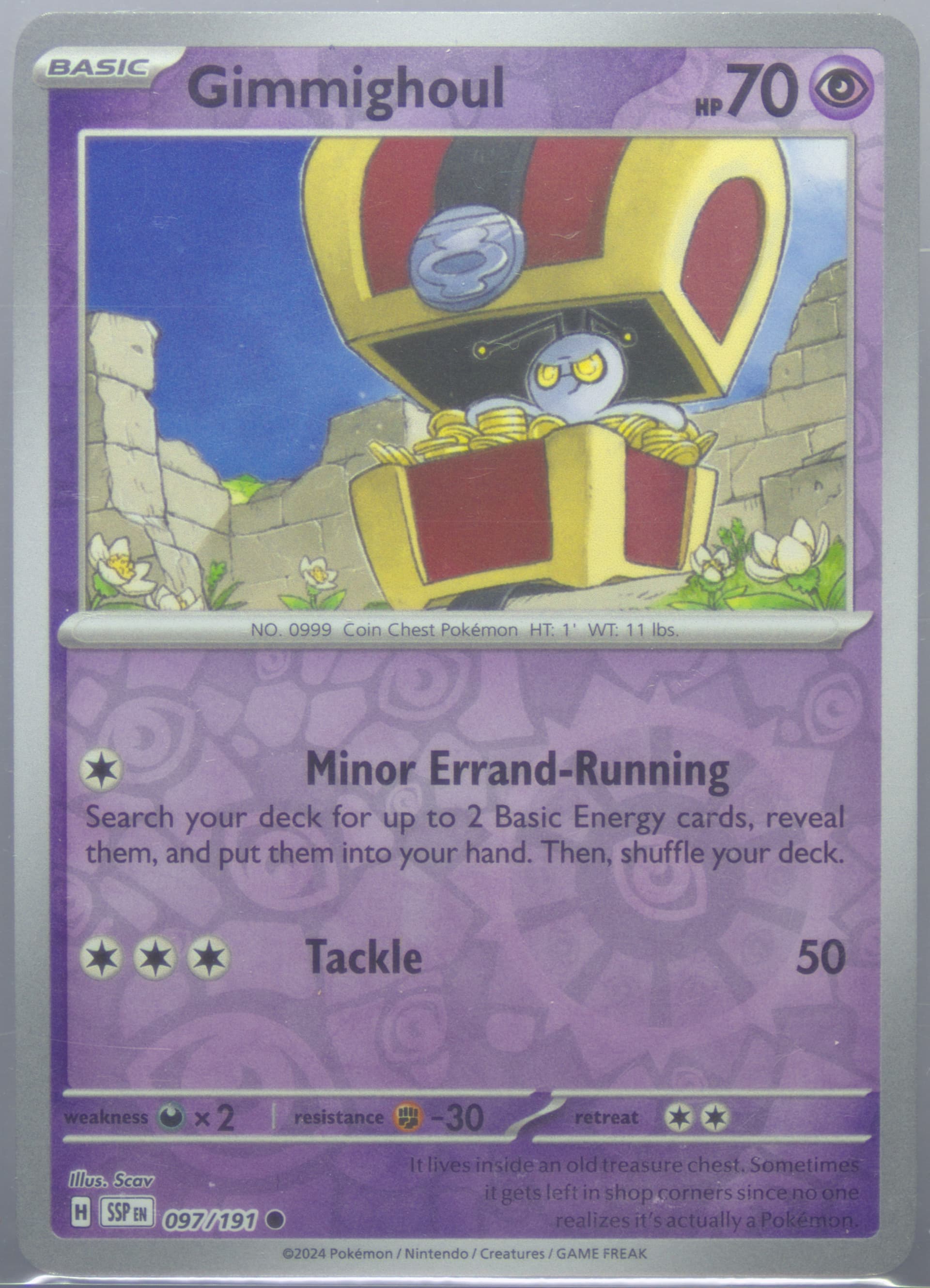 Gimmighoul Reverse Holo (097) 2024 Pokemon Ssp EN-Surging Sparks