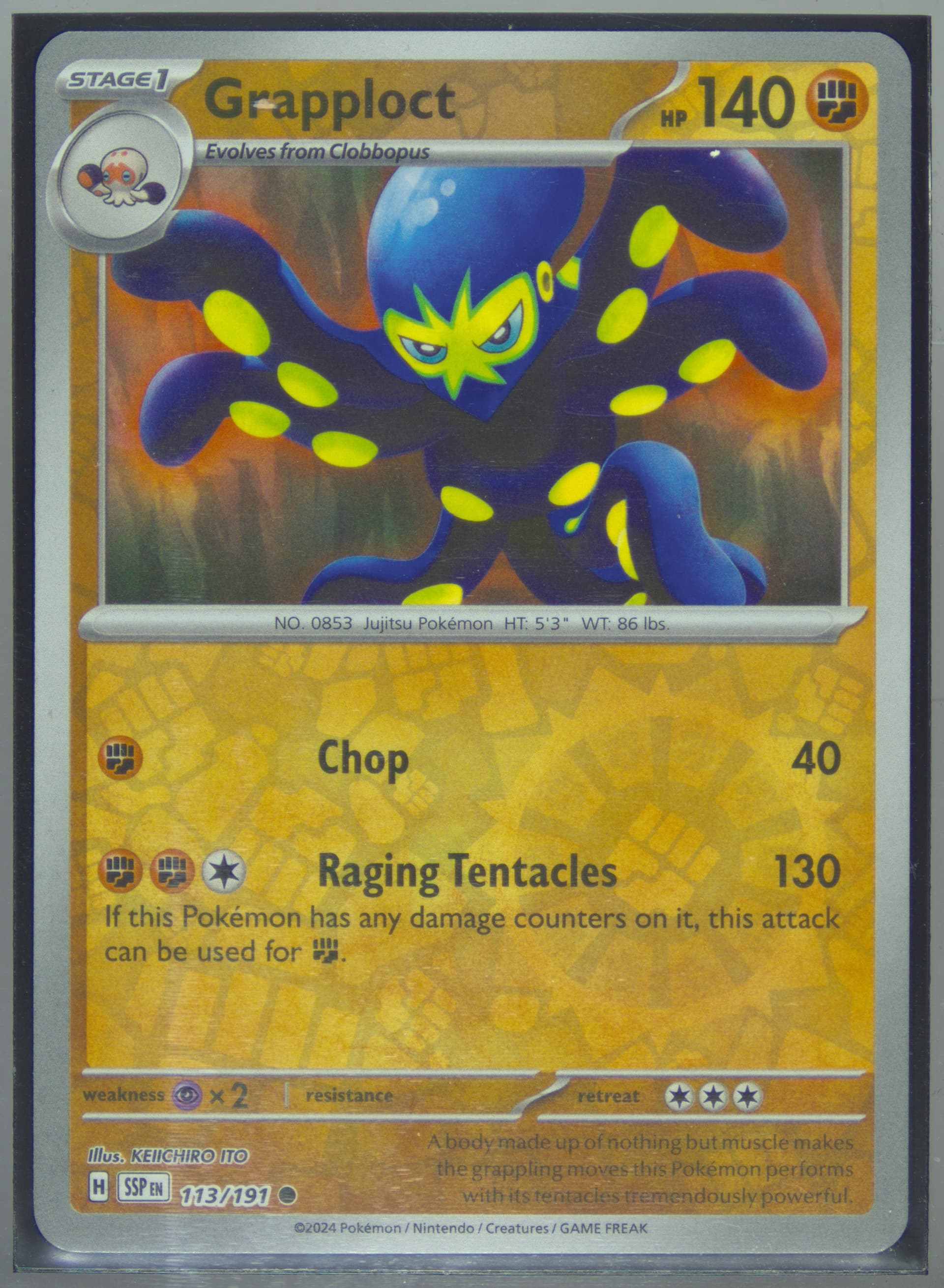 Grapploct Reverse Holo (113) 2024 Pokemon Ssp EN-Surging Sparks