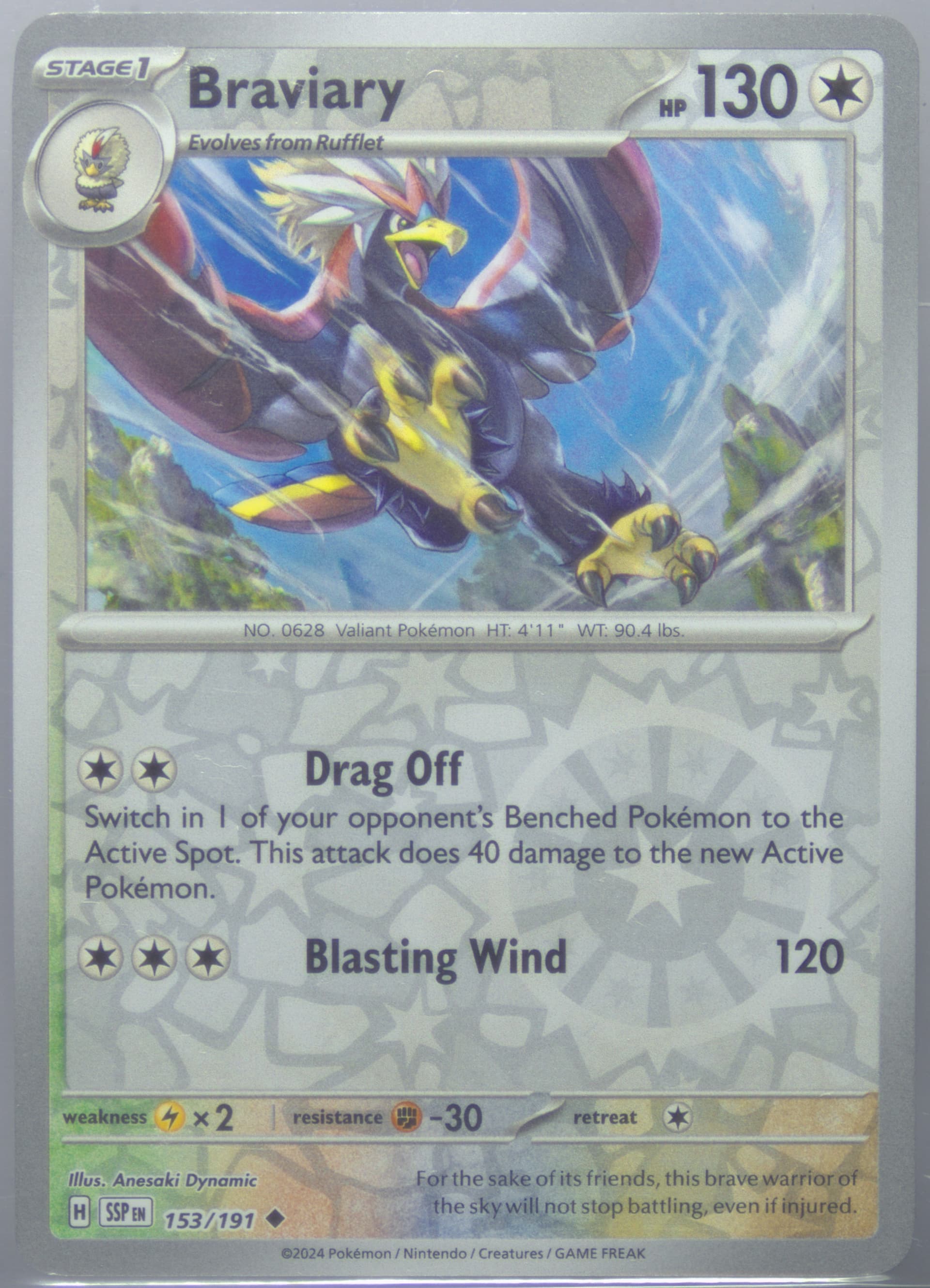 Braviary Reverse Holo (153) 2024 Pokemon Ssp EN-Surging Sparks