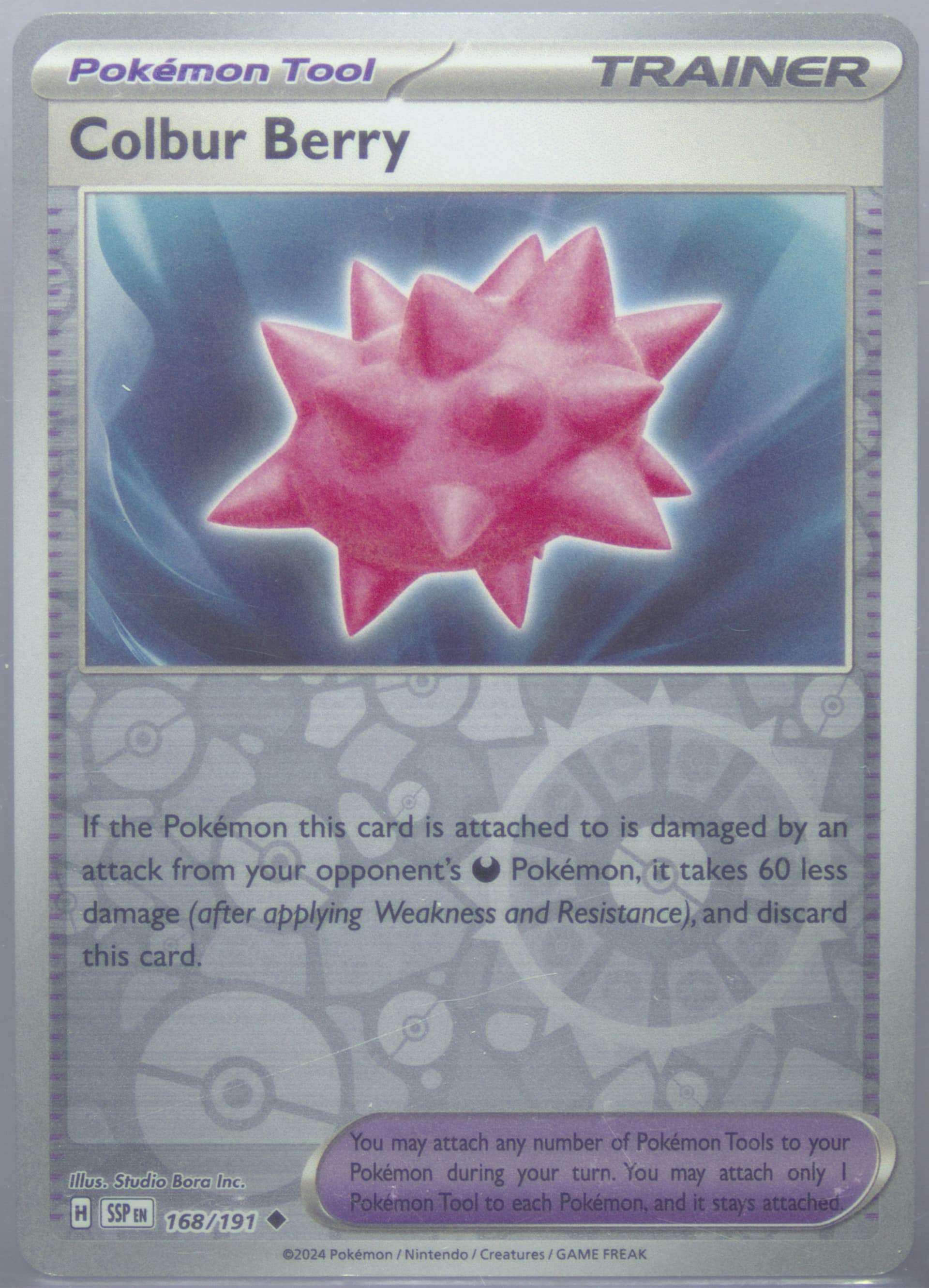 Colbur Berry Reverse Holo (168) 2024 Pokemon Ssp EN-Surging Sparks