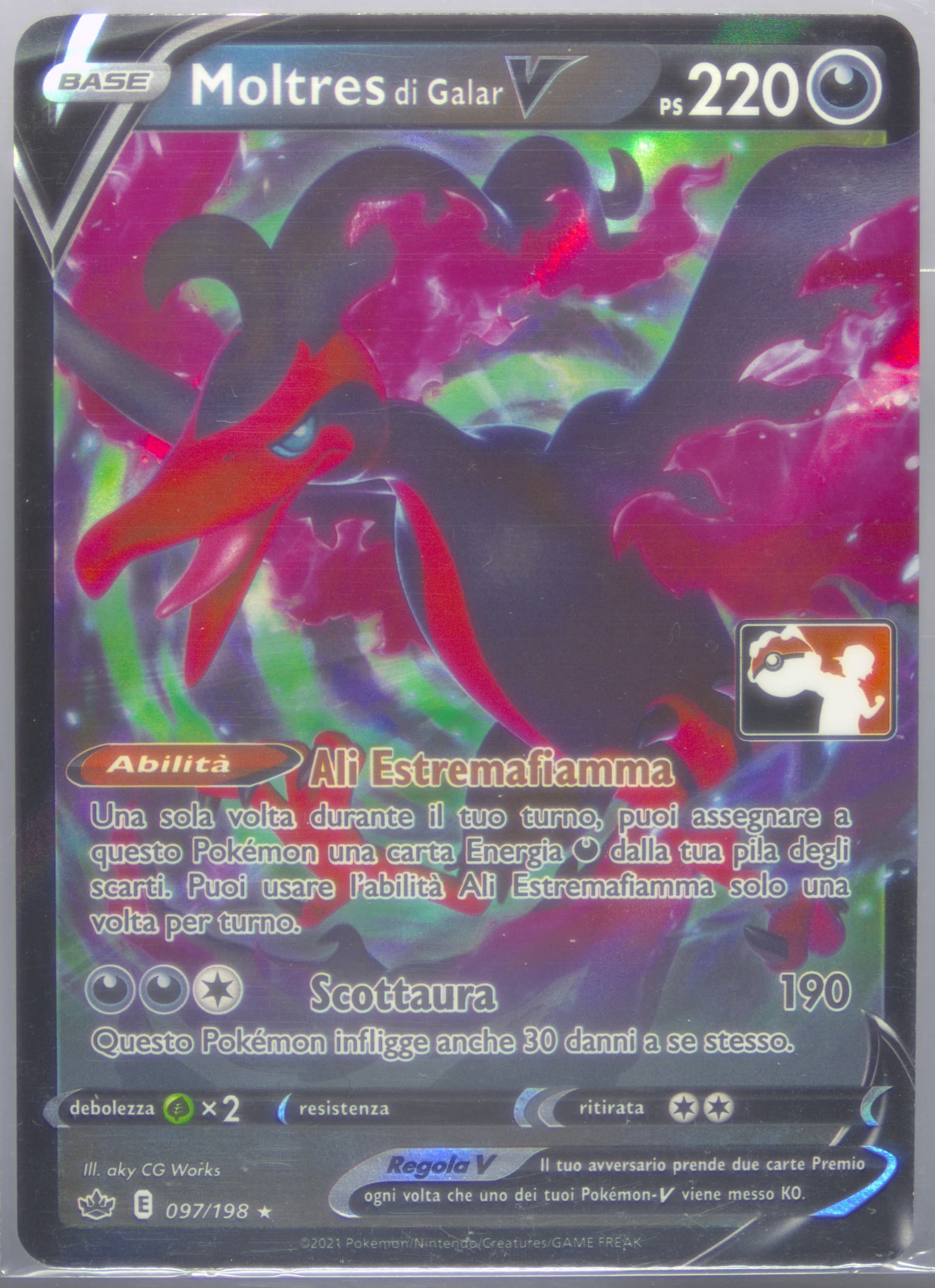 Moltres DI Galar V Italian (097) 2022-2023 Pokemon Play! Pokemon Prize Pack