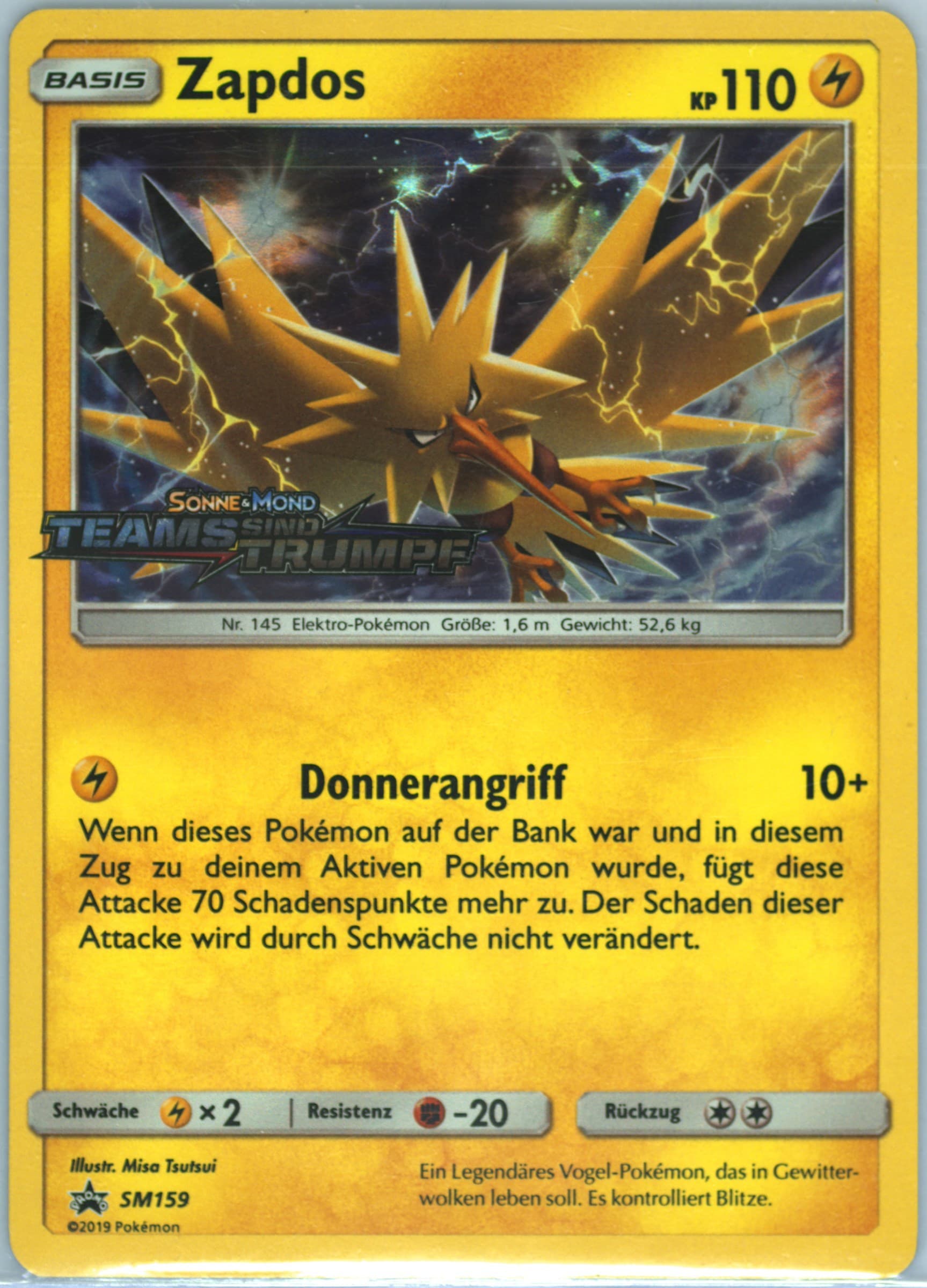Zapdos-Holo Team Up Prerelease-German (SM159) 2019 Pokemon SM Black Star Promo