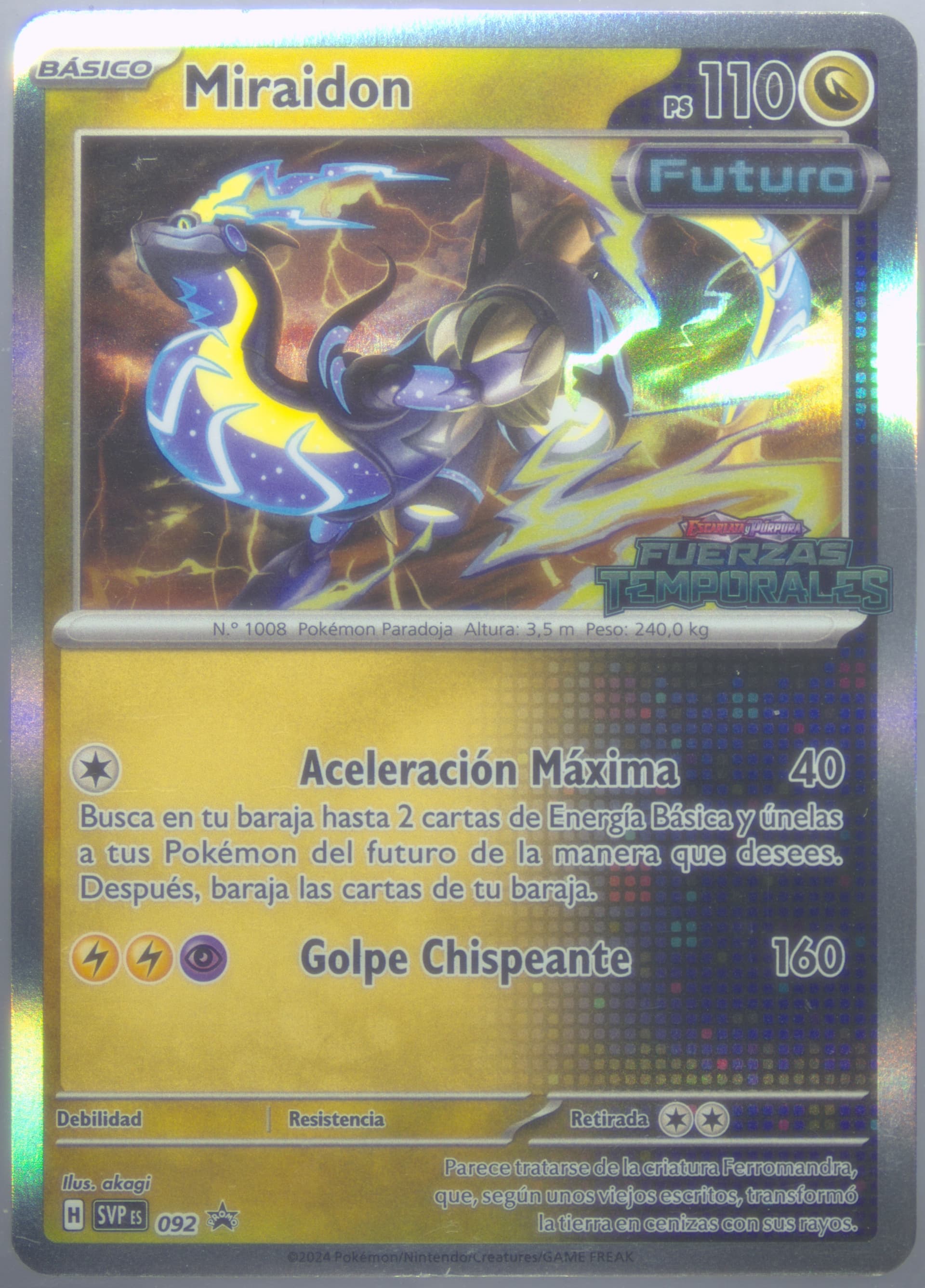 Miraidon Temporal Forces Prerelease (092) 2024 Pokemon Spanish Svp ES-SV Black Star Promo