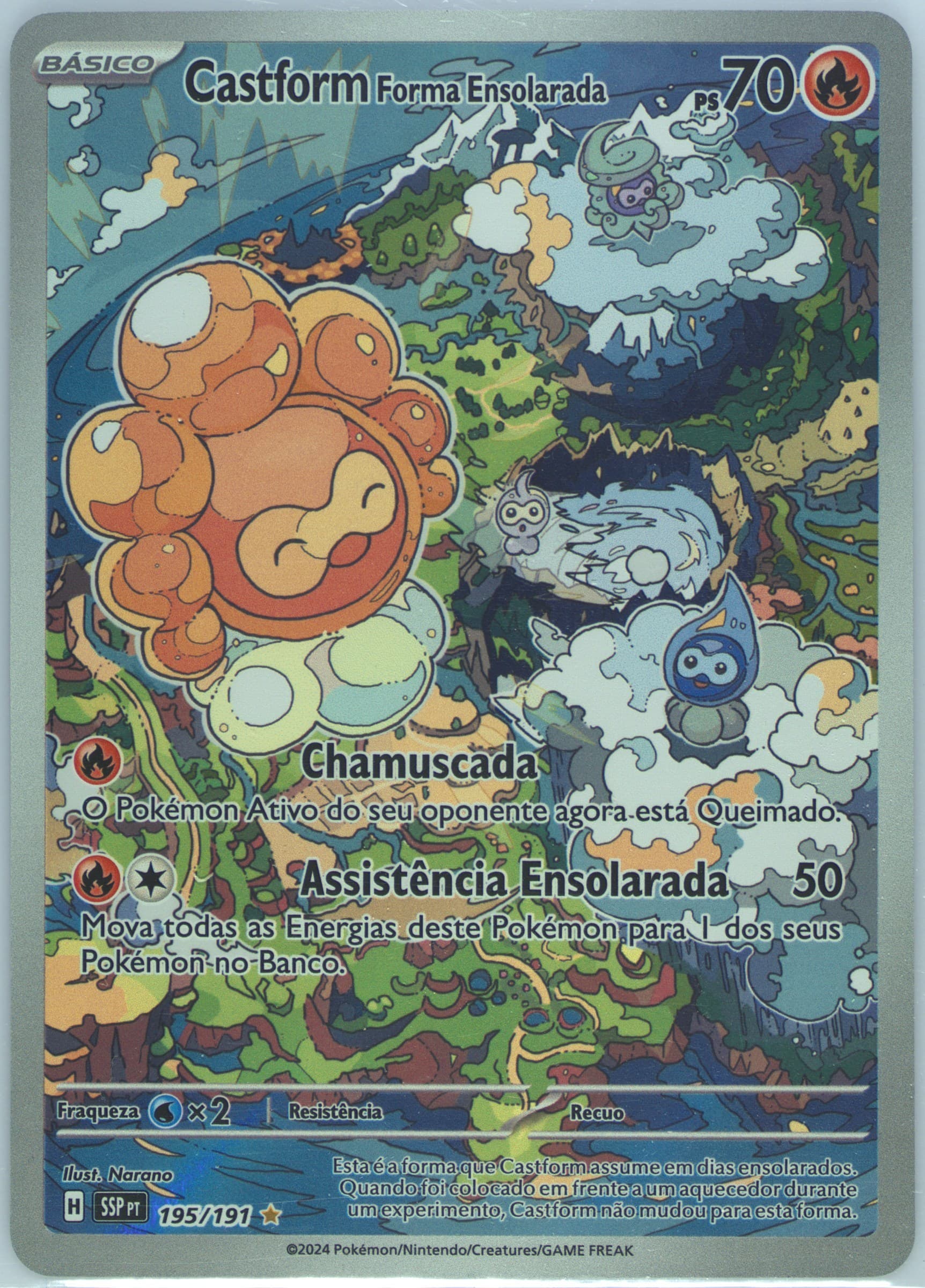 Castform Sunny Form Illustration Rare (195) 2024 Pokemon Portuguese Ssp PT-Surging Sparks