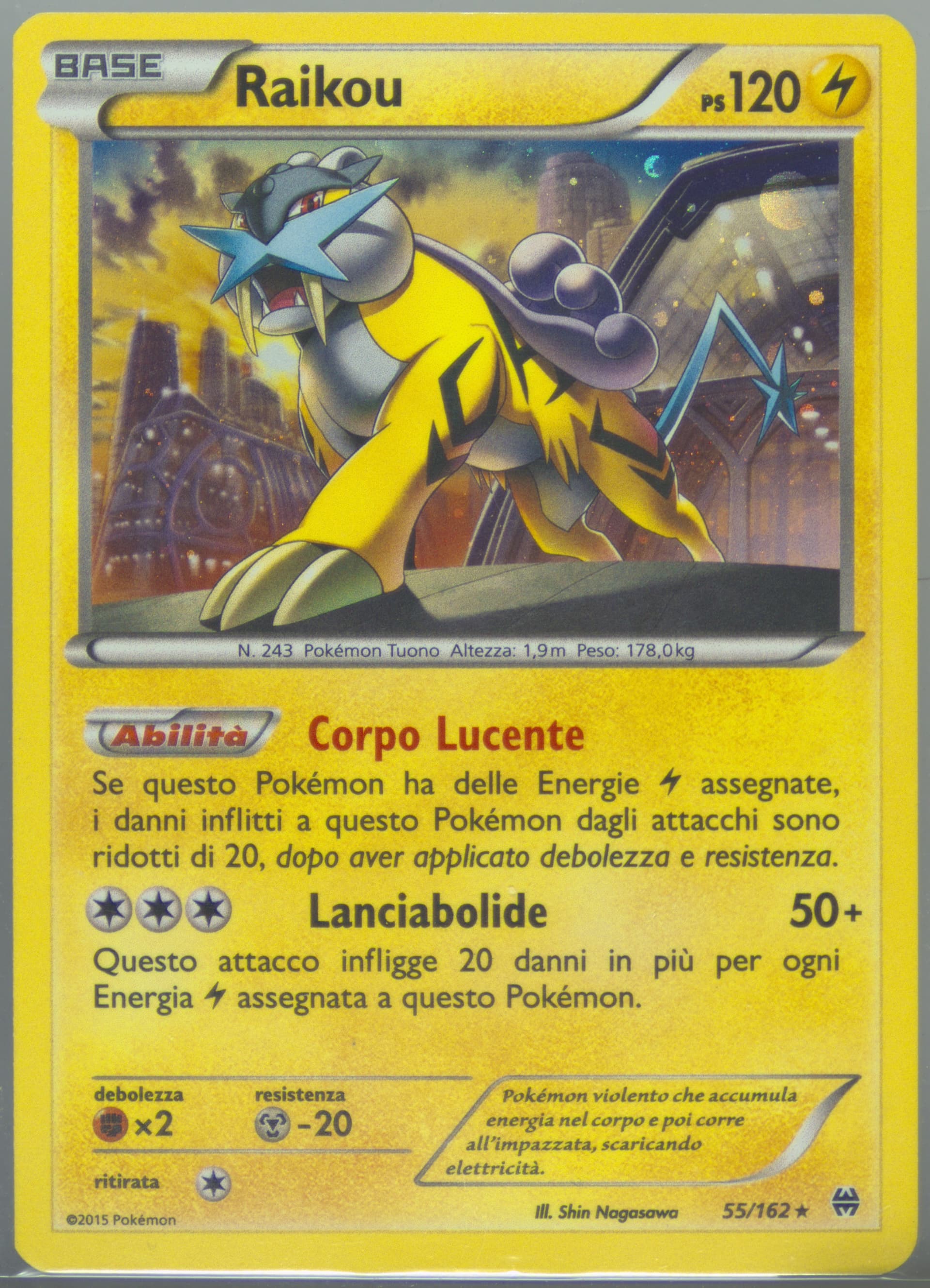 Raikou-Holo Cosmos-Italian-Sun & Moon Guardians Rising Blister (55) 2017 Pokemon XY Breakthrough