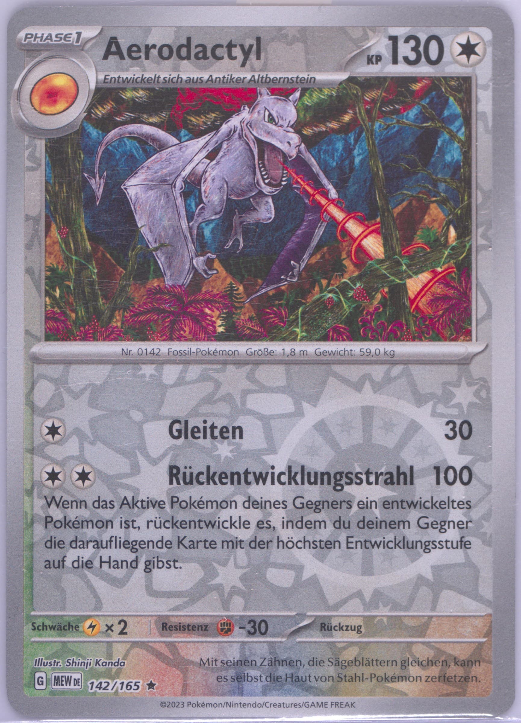 Aerodactyl Reverse Holo (142) 2023 Pokemon German Mew de-151