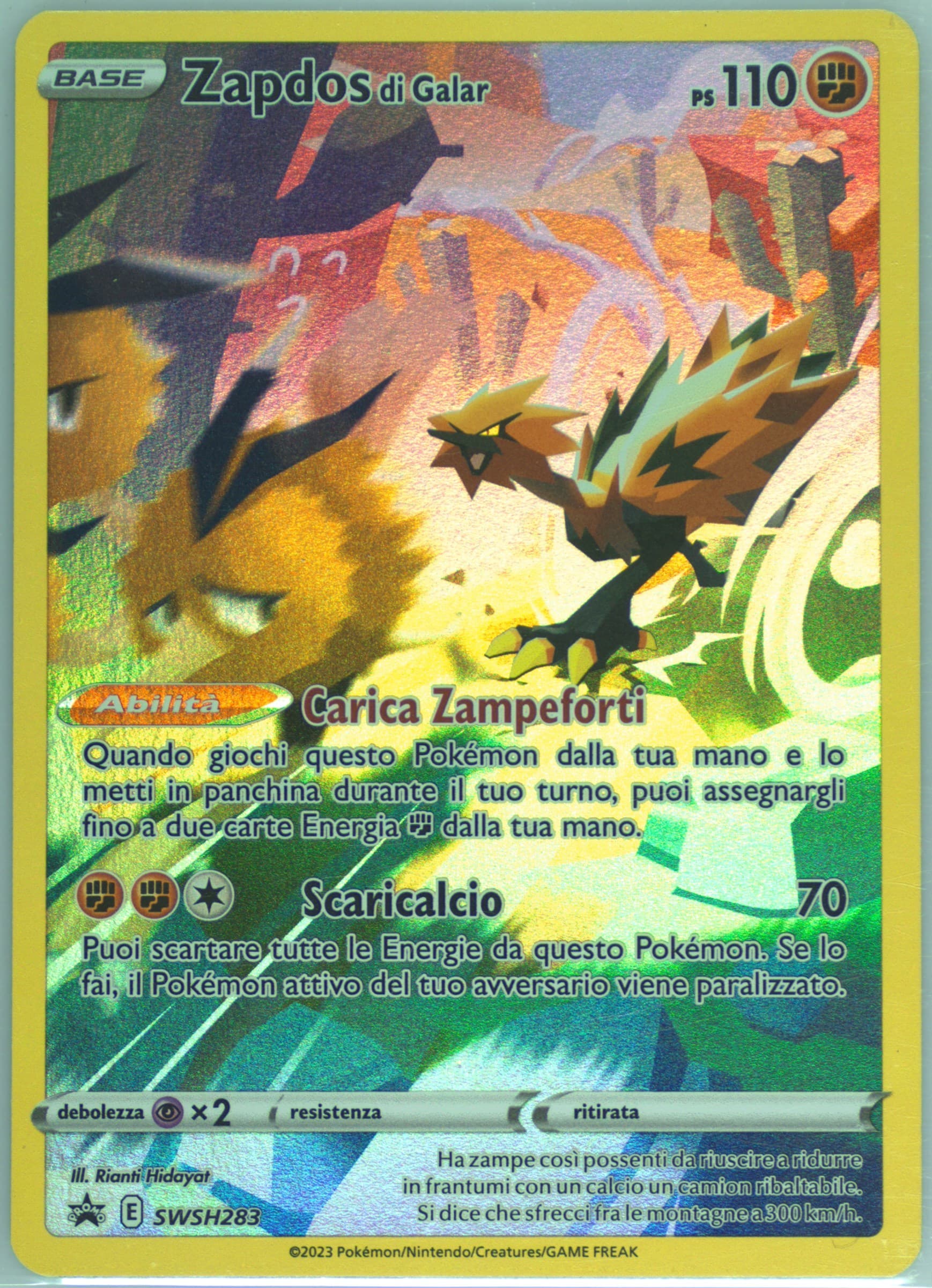 Full Art/Zapdos DI Galar Crown Zenith Tin-Italian (283) 2023 Pokemon Swsh Black Star Promo