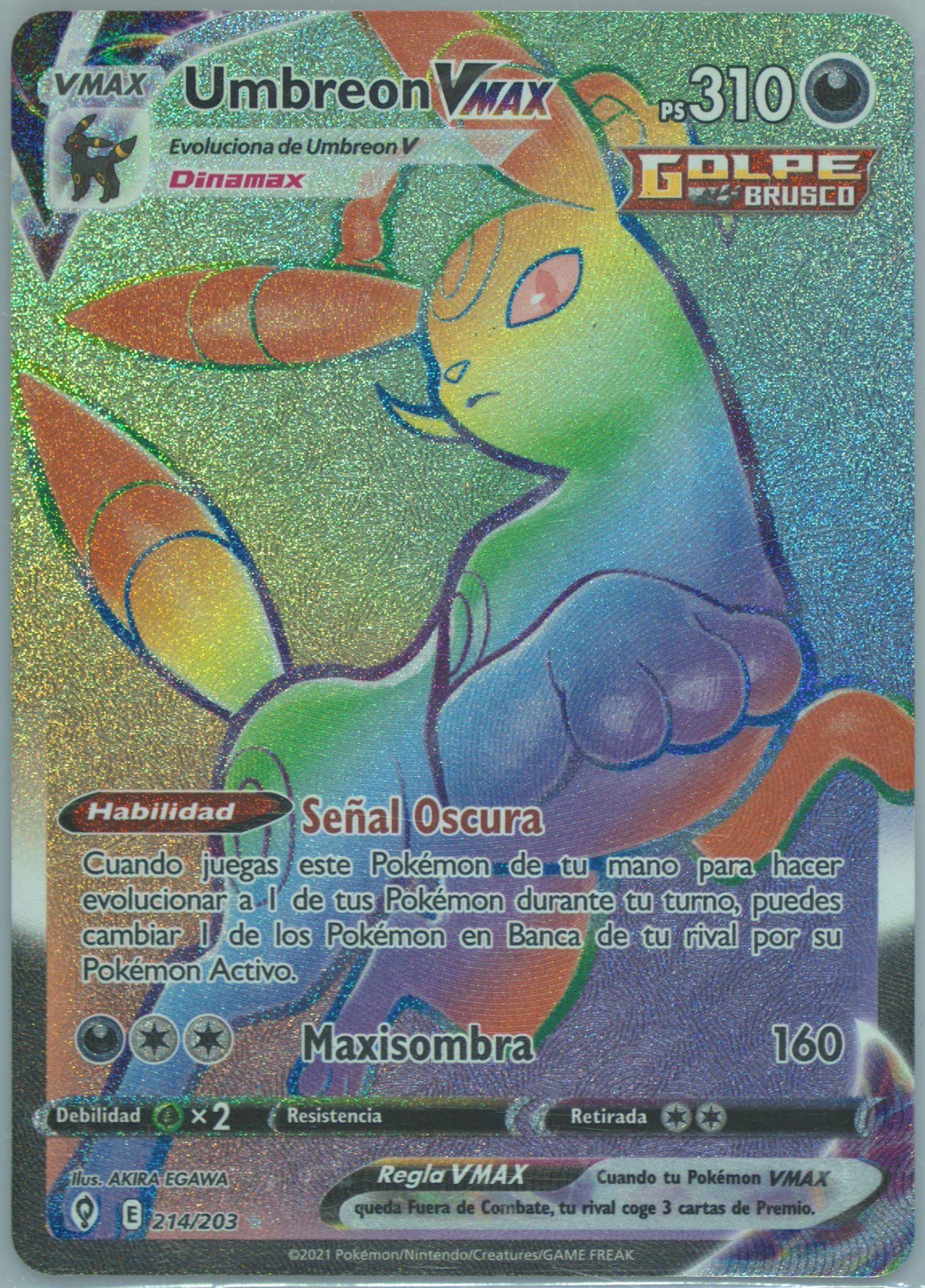 Full Art/Umbreon Vmax Spanish-Secret (214) 2021 Pokemon Sword & Shield Evolving Skies