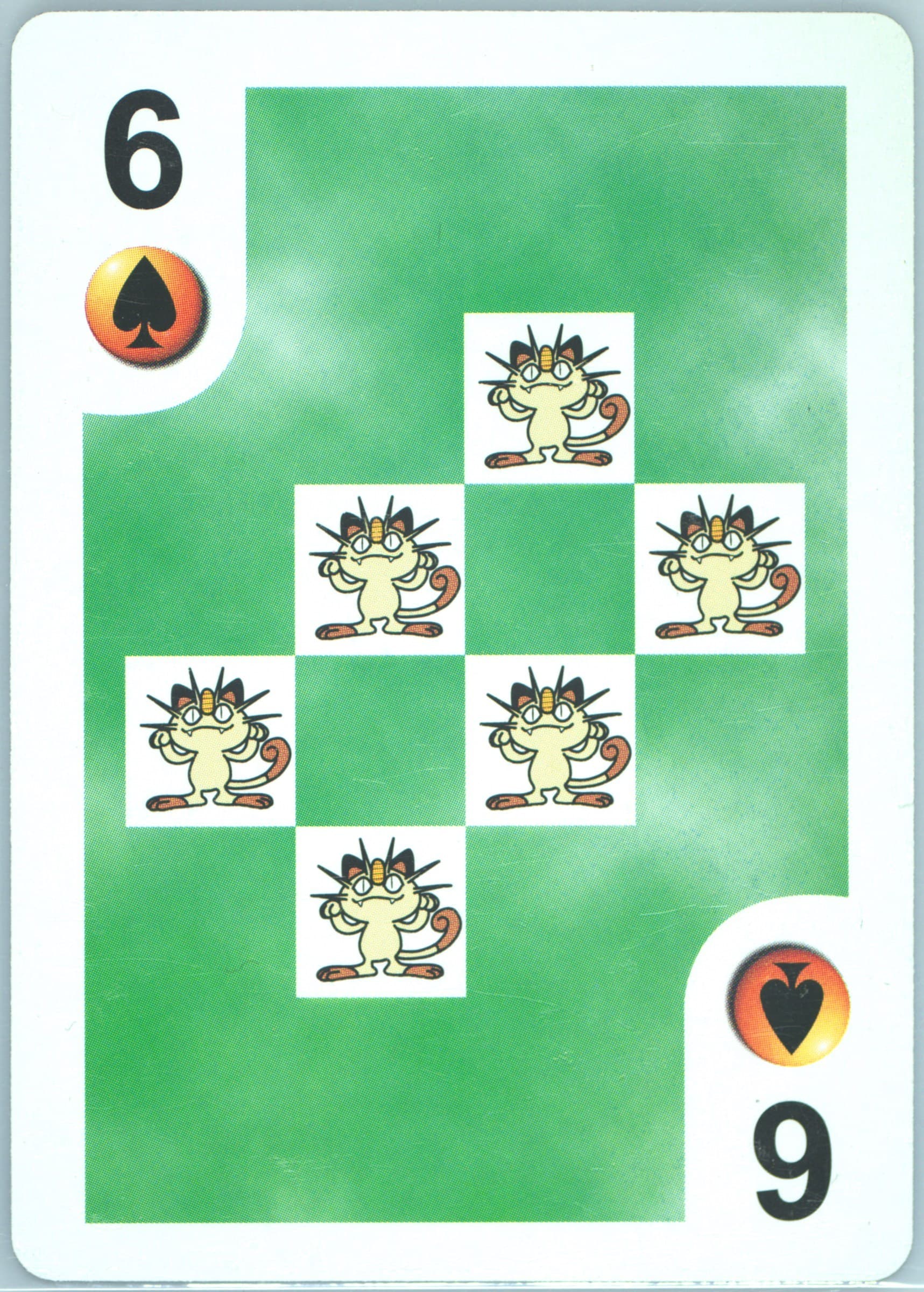 Meowth 6 of Spades 1999 Bicycle Pokemon Playing Cards