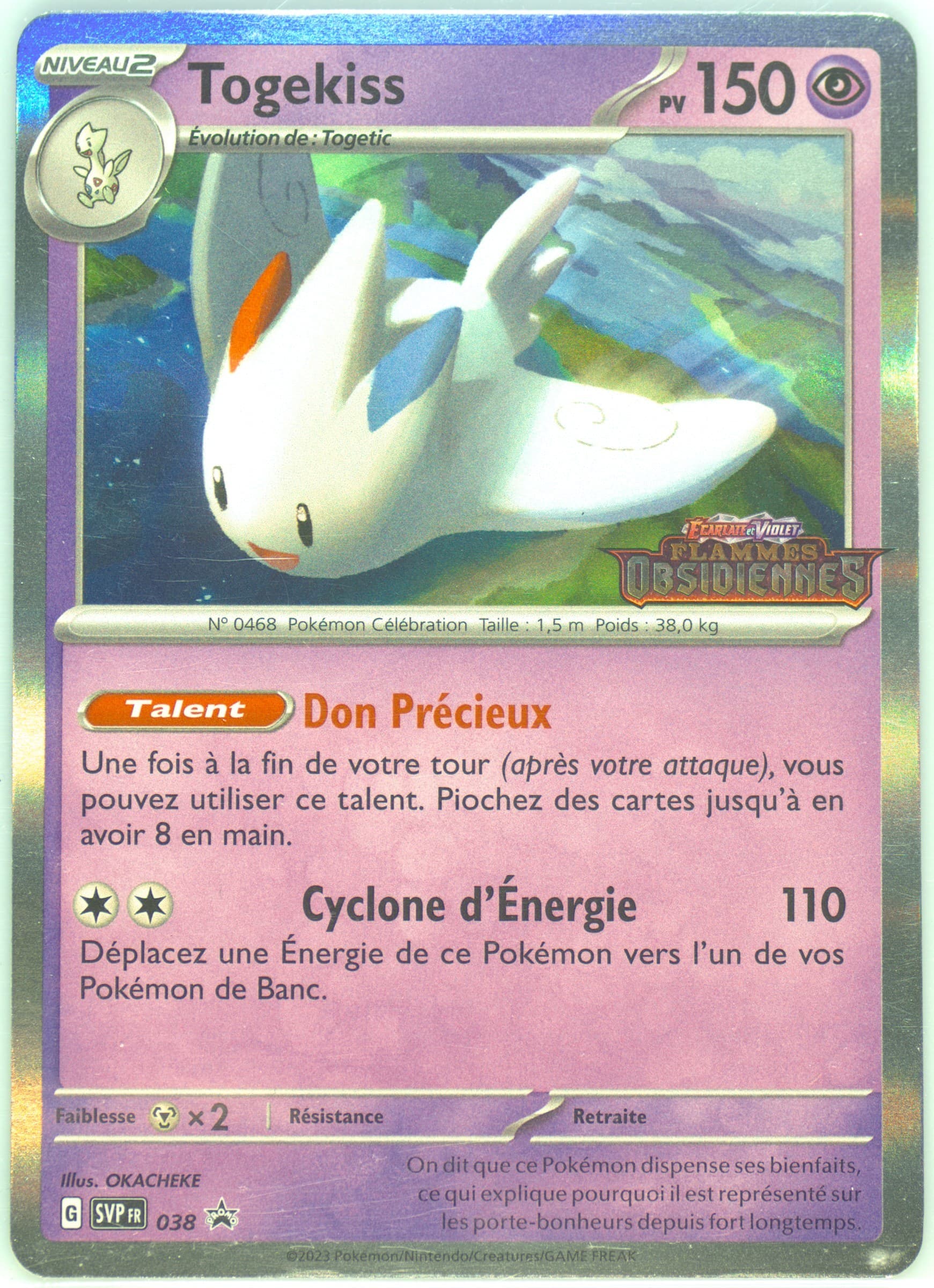 Togekiss Obsidian Flames Prerelease (038) 2023 Pokemon French Svp FR-SV Black Star Promo