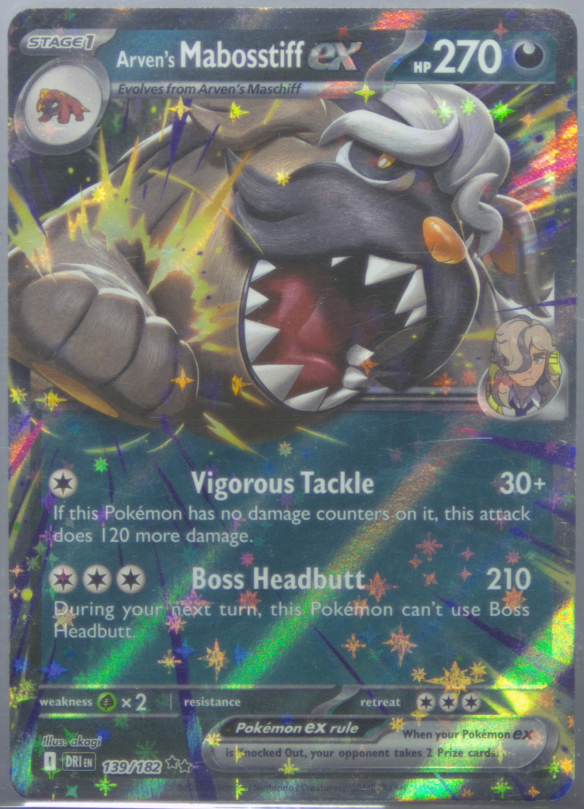 Arven's Mabosstiff EX (139) 2025 Pokemon Dri EN-Destined Rivals